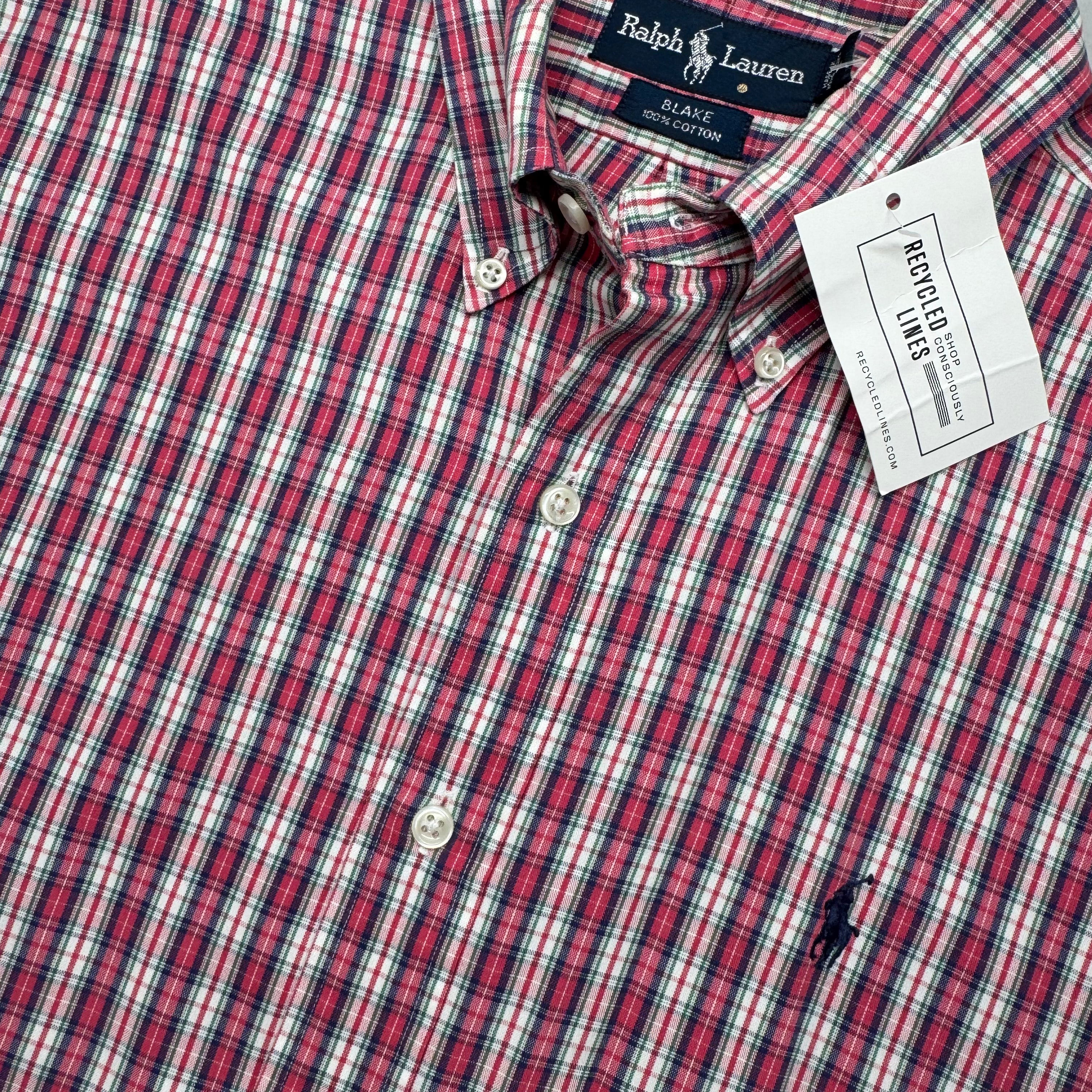 Ralph Lauren Button Down, Pink/Blue Mens Size L