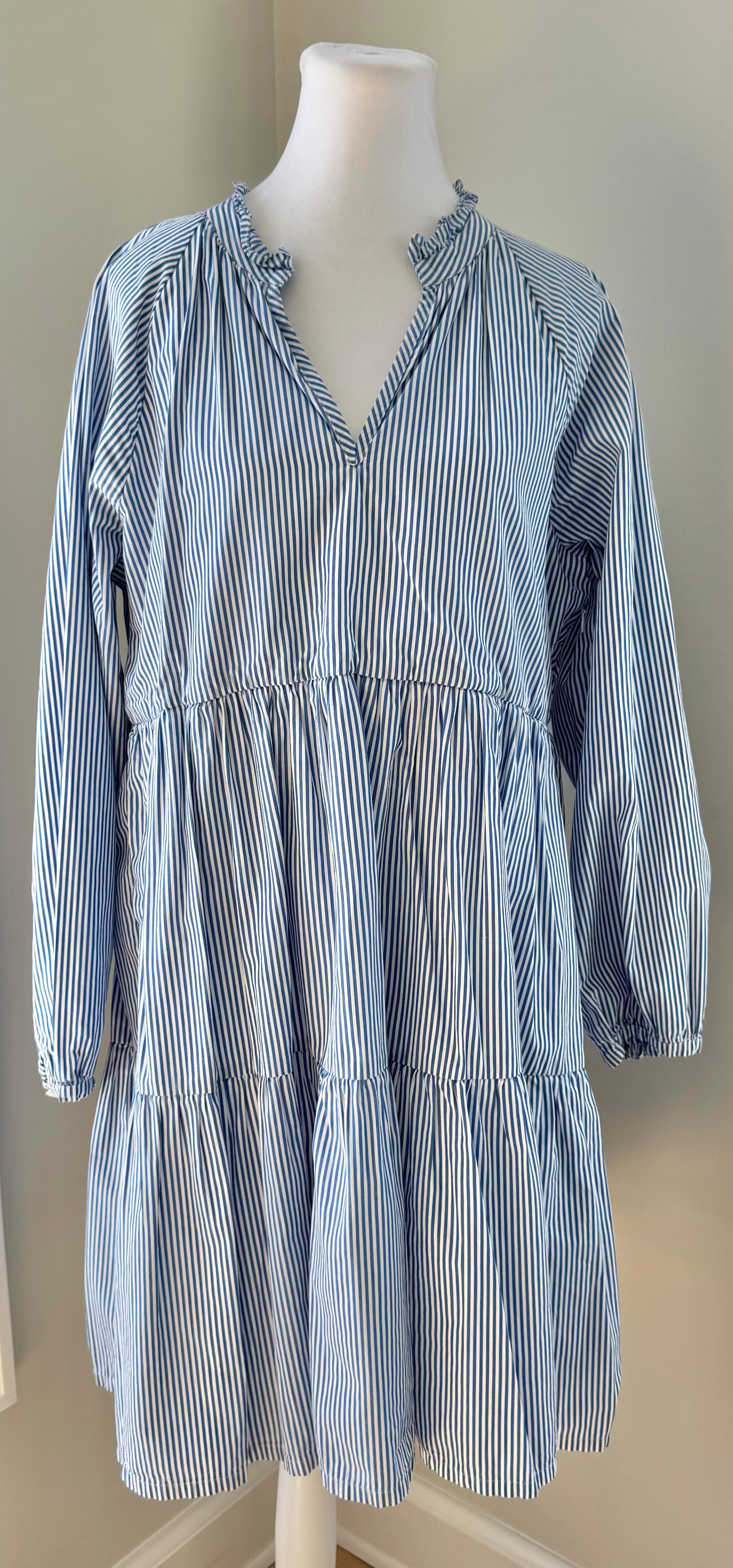 J.Crew Striped Long Sleeve Dress, Blue/White Womens Size L in excellent condition — Recycled Lines, Fairfield CT | Premium Sustainable Consignment