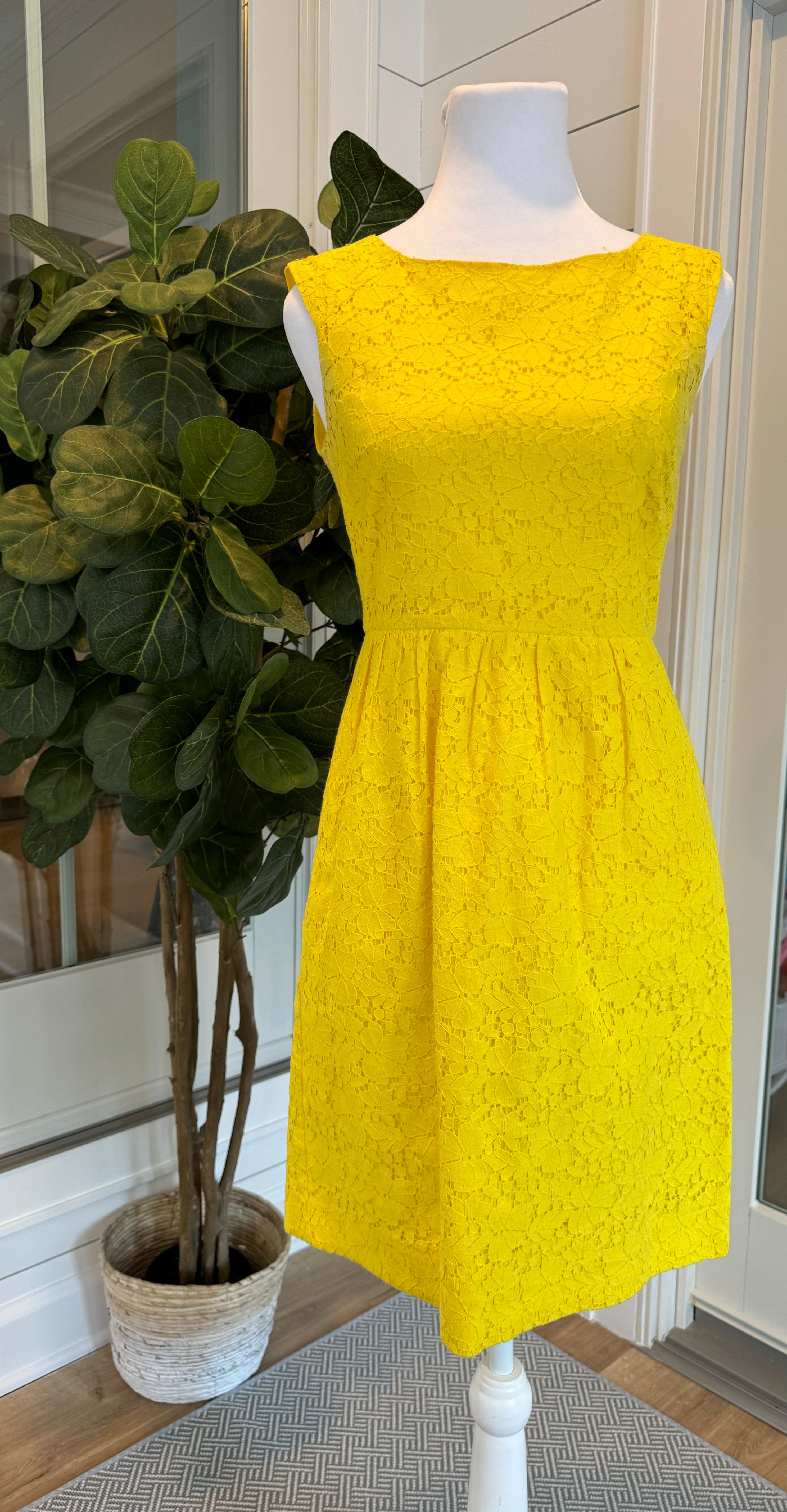 Shops womens yellow lace dress