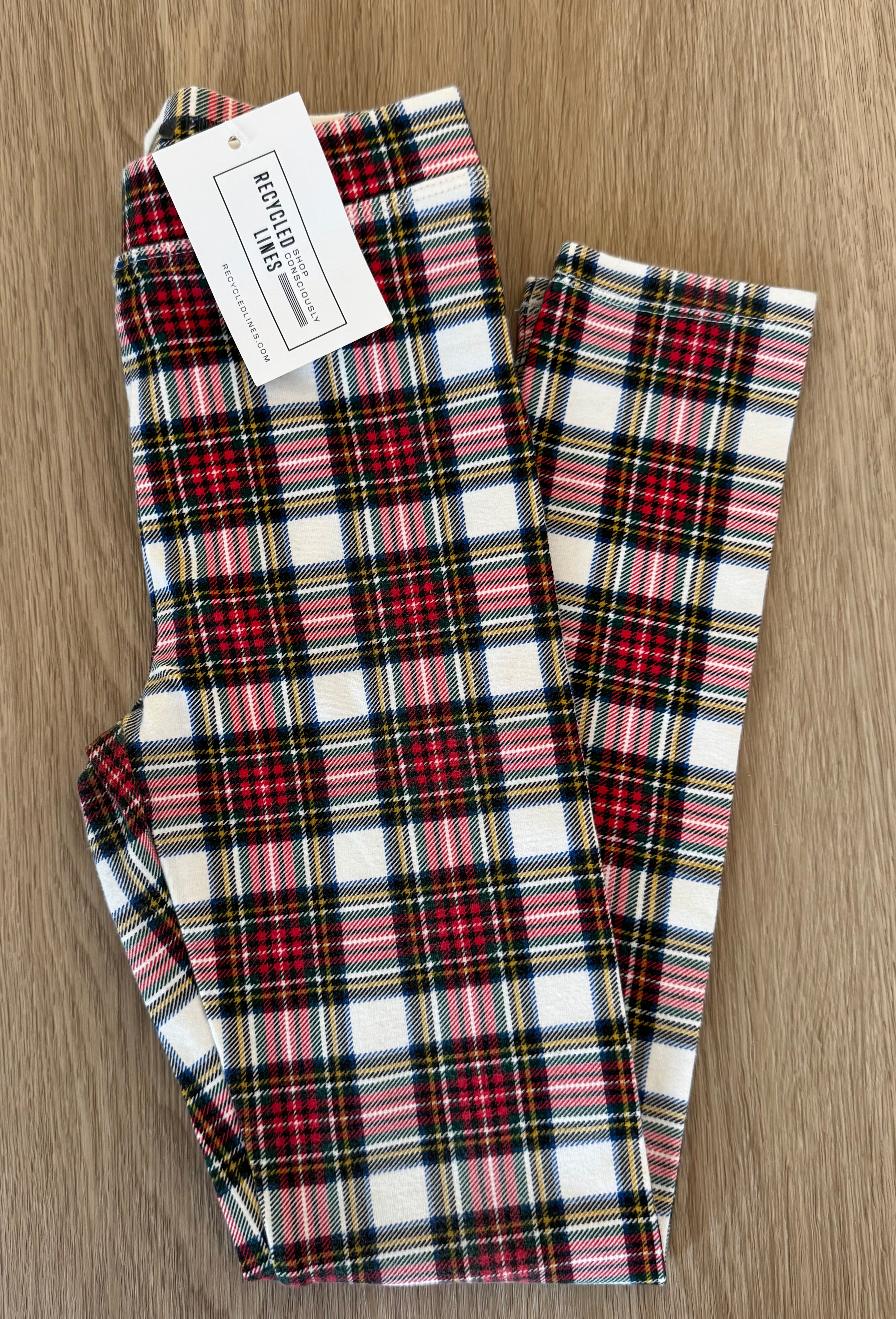 Crewcuts Plaid Leggings, Cream/Red Girls Size 8