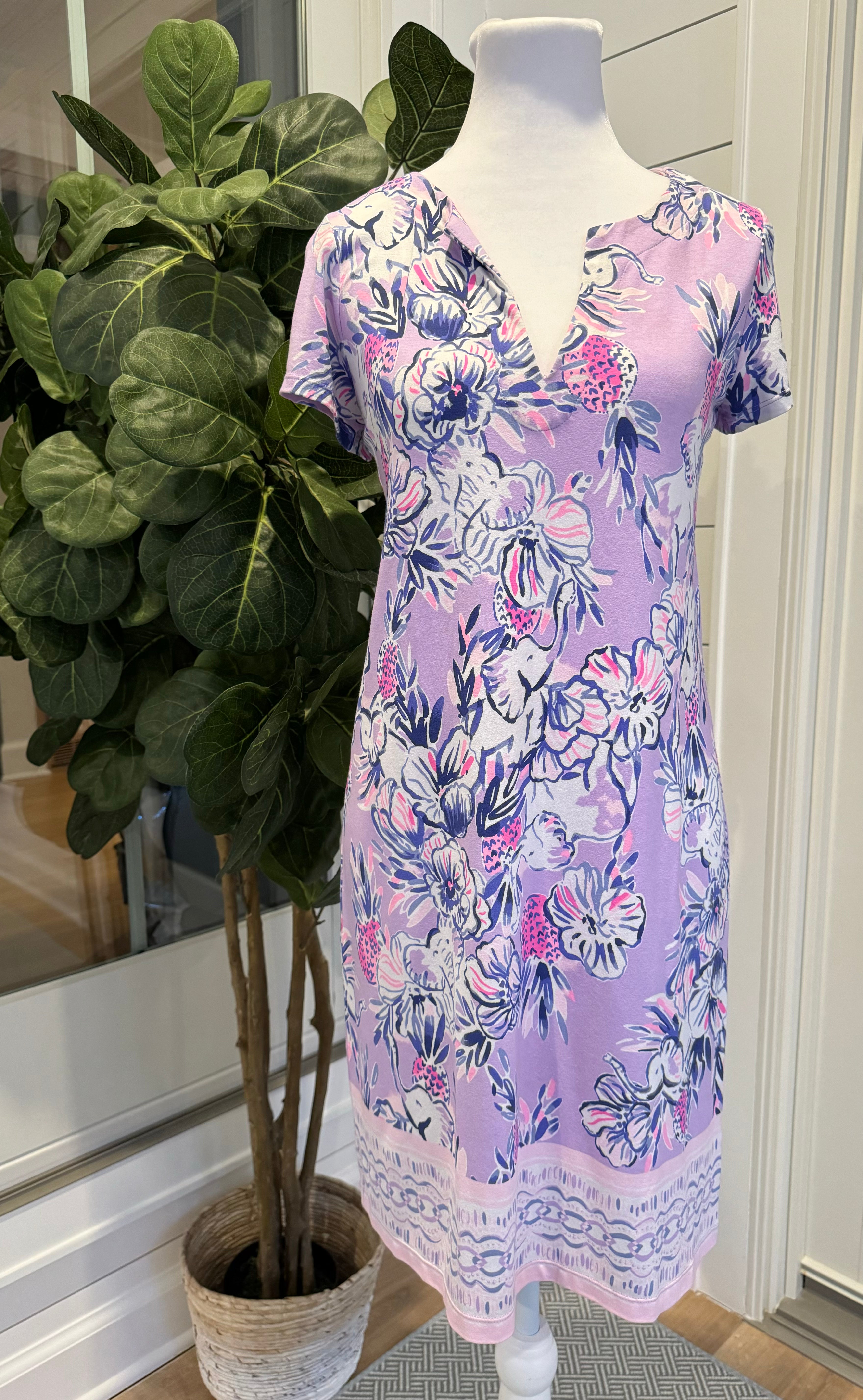 Lilly Pulitzer Floral Elephant Dress, Lilac Womens Size S in excellent condition — Recycled Lines, Fairfield CT | Premium Sustainable Consignment