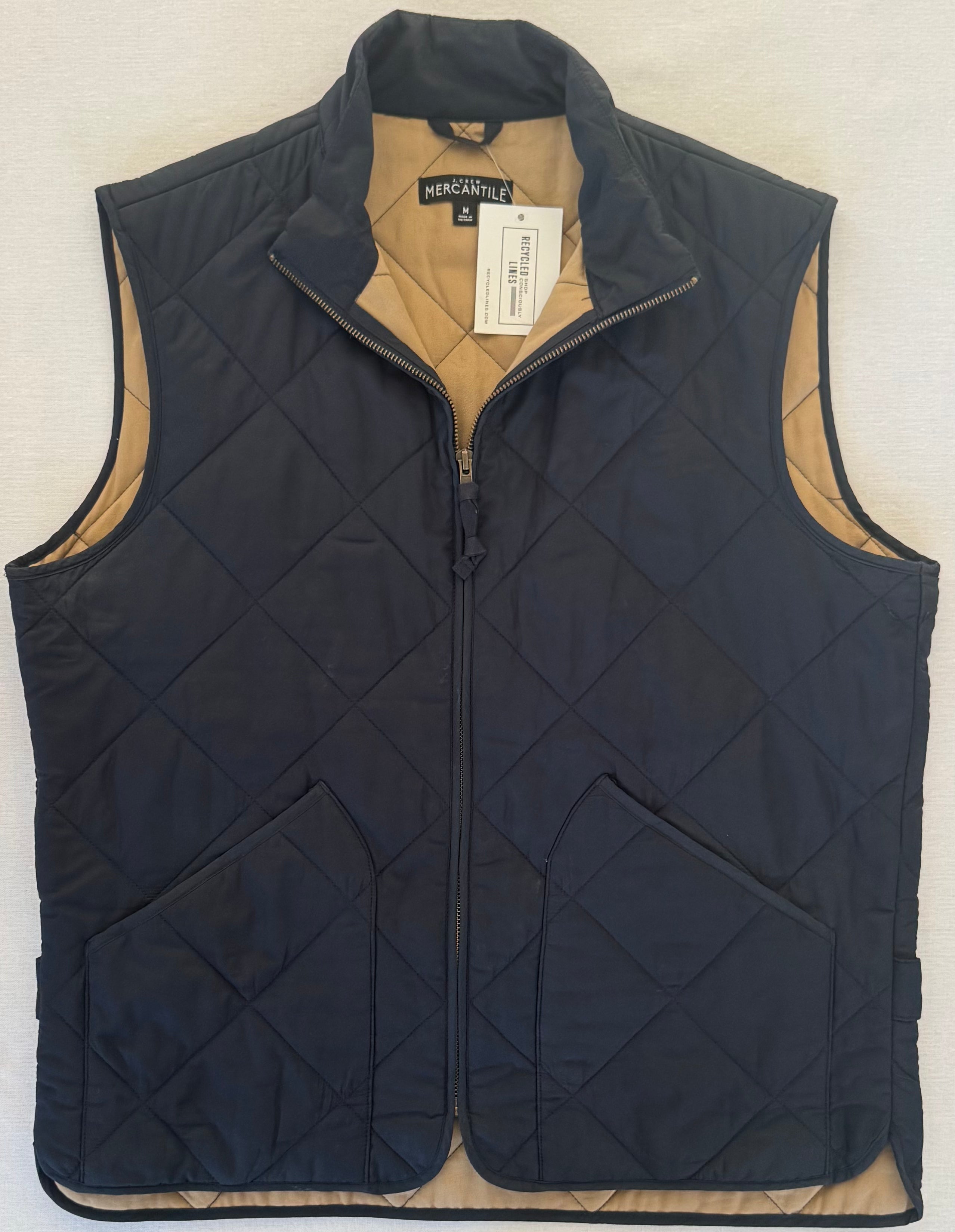 J.Crew Mercantile Quilted Vest, Navy Mens Size M