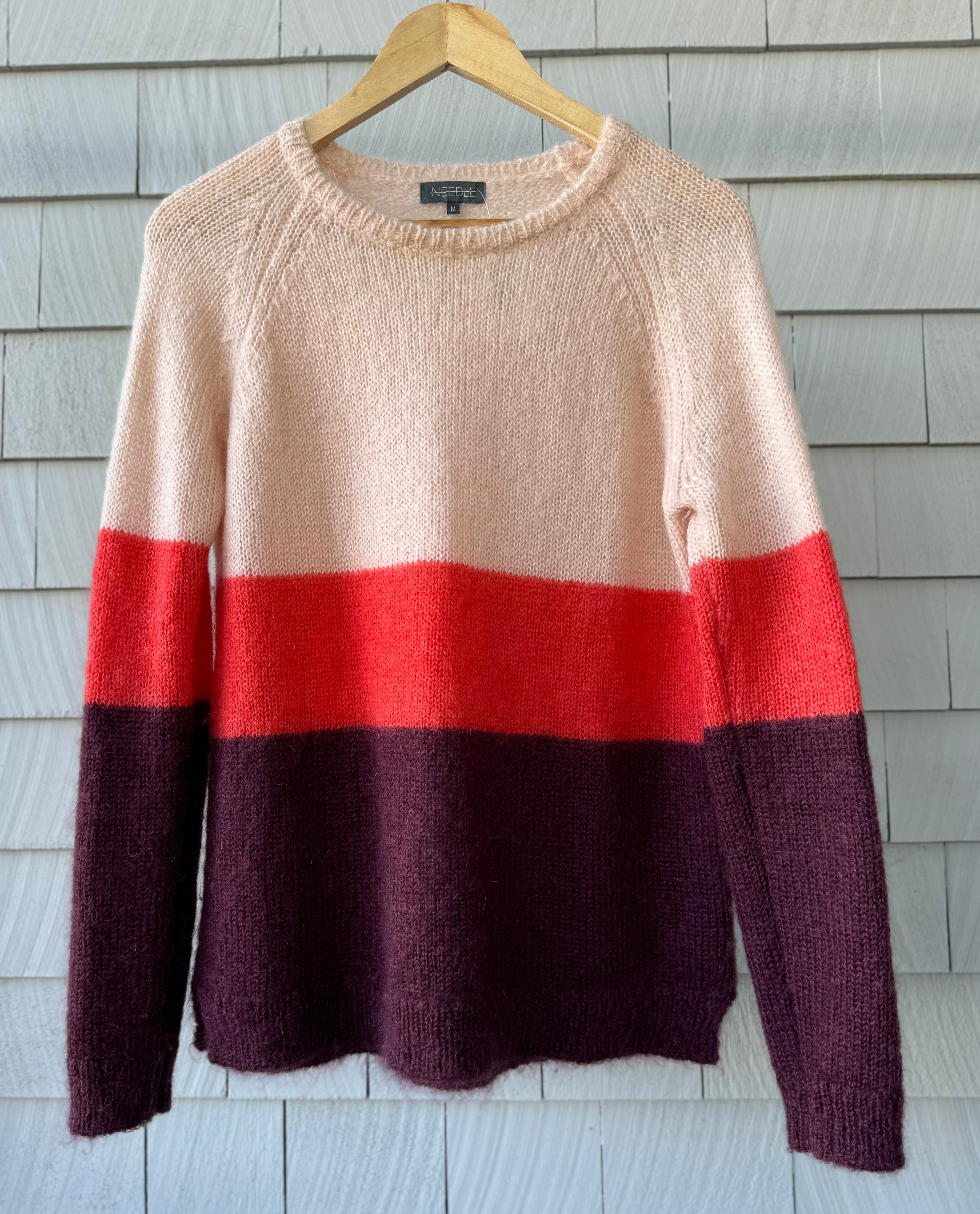 Needle Mohair Sweater, Coral Colorblock Womens Size M in excellent condition — Recycled Lines, Fairfield CT | Premium Sustainable Consignment
