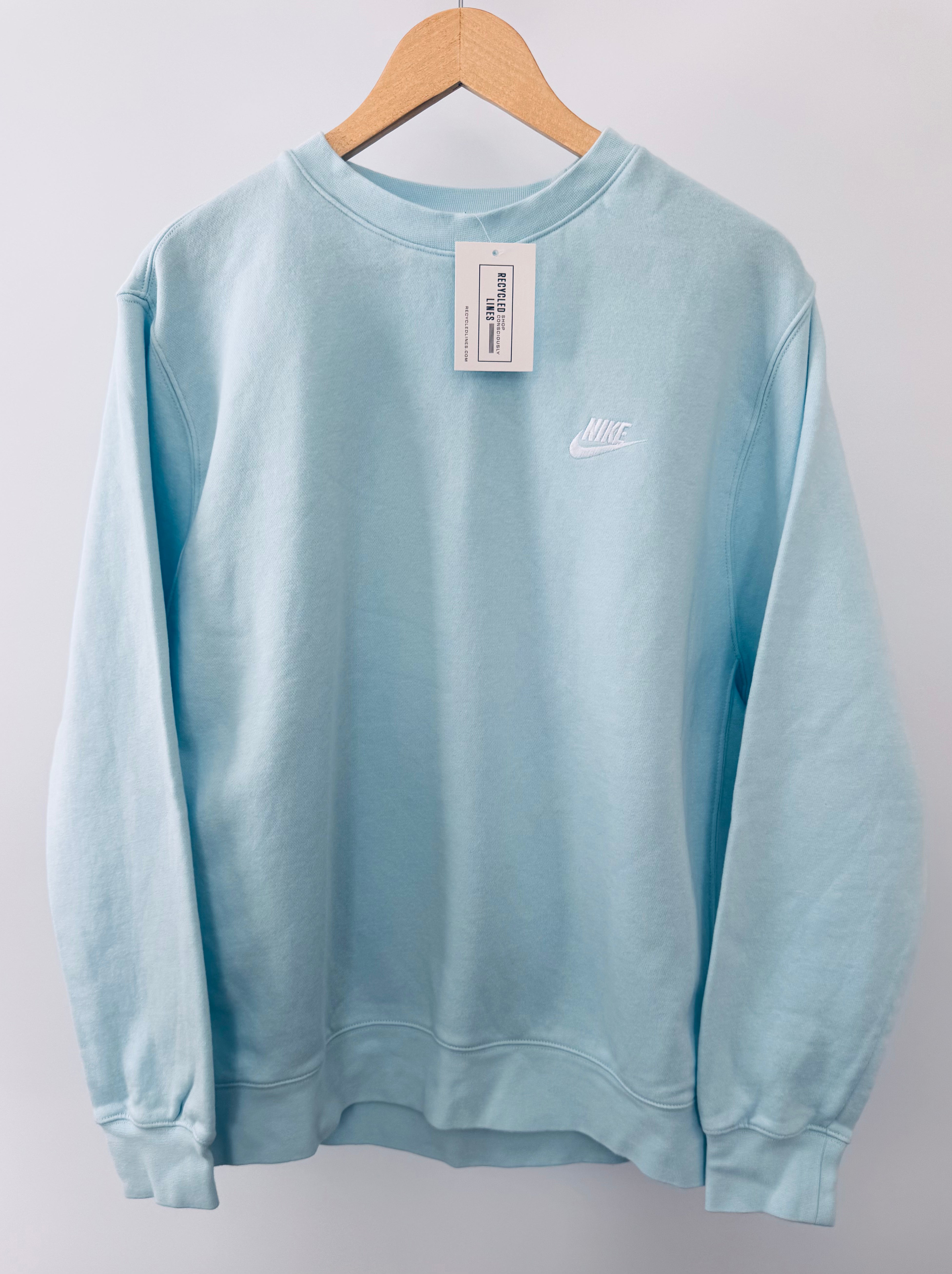Nike Crewneck Sweatshirt, Light Blue Mens Size L