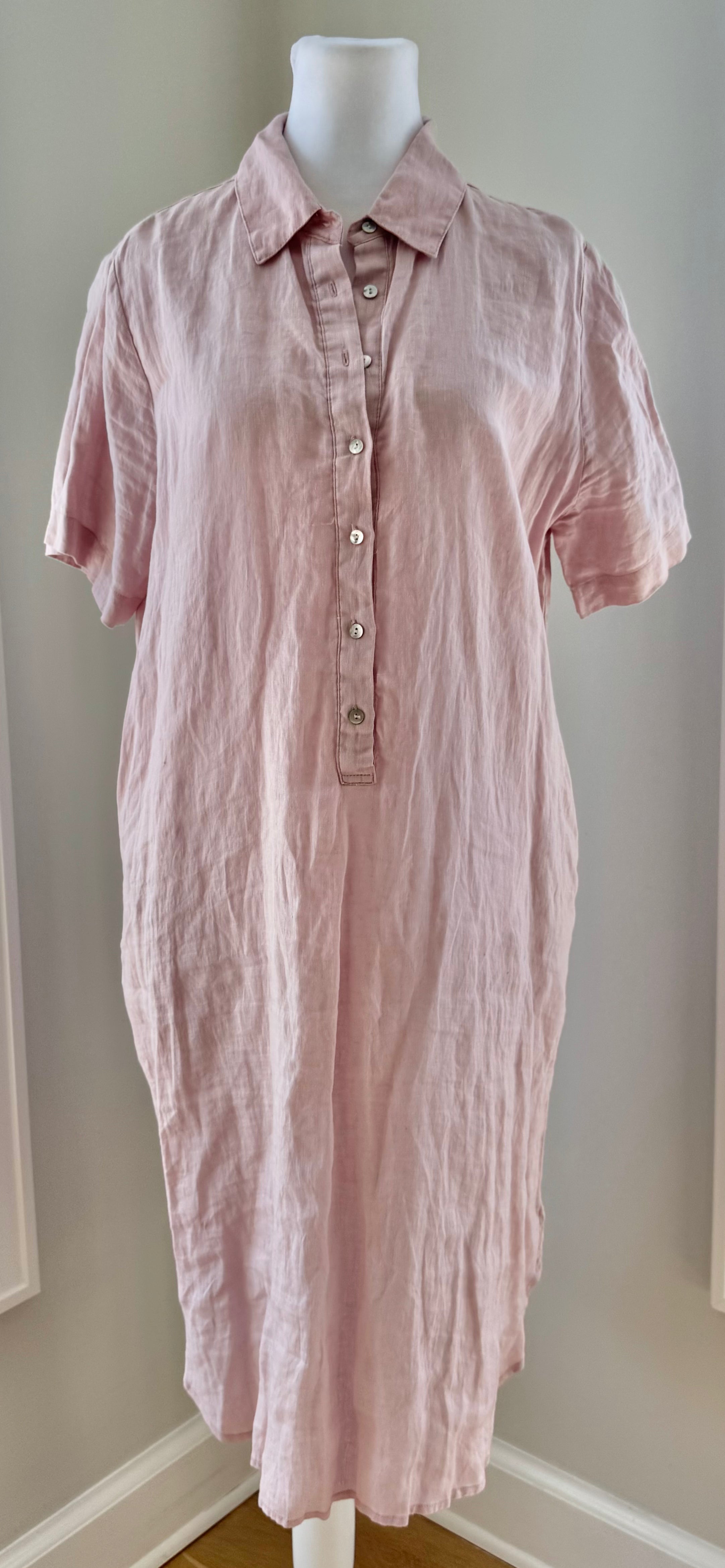 Magashoni Linen Dress, Blush Womens Size L in excellent condition — Recycled Lines, Fairfield CT | Premium Sustainable Consignment