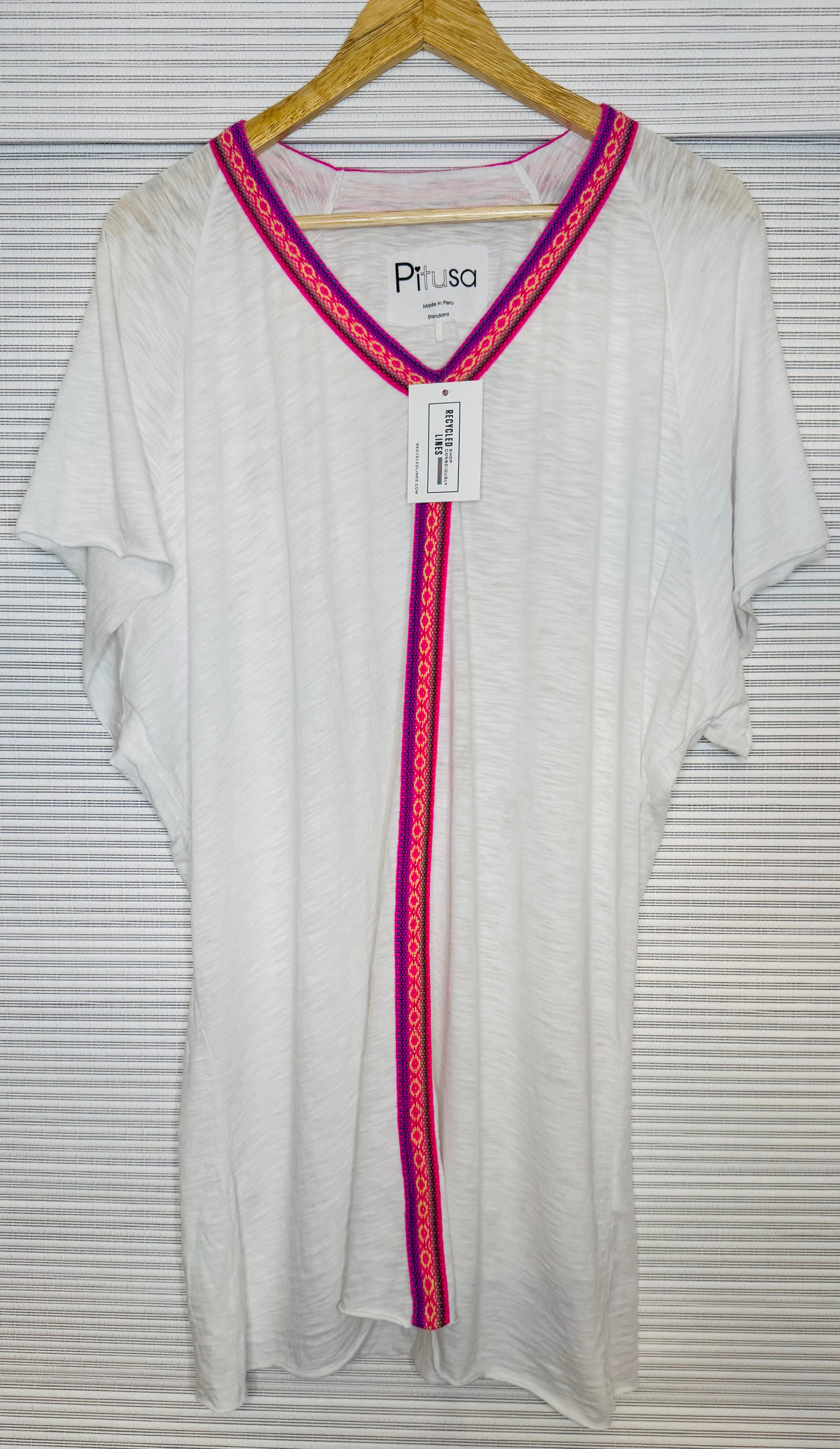 Pitusa Coverup, White/Pink Womens Size Standard