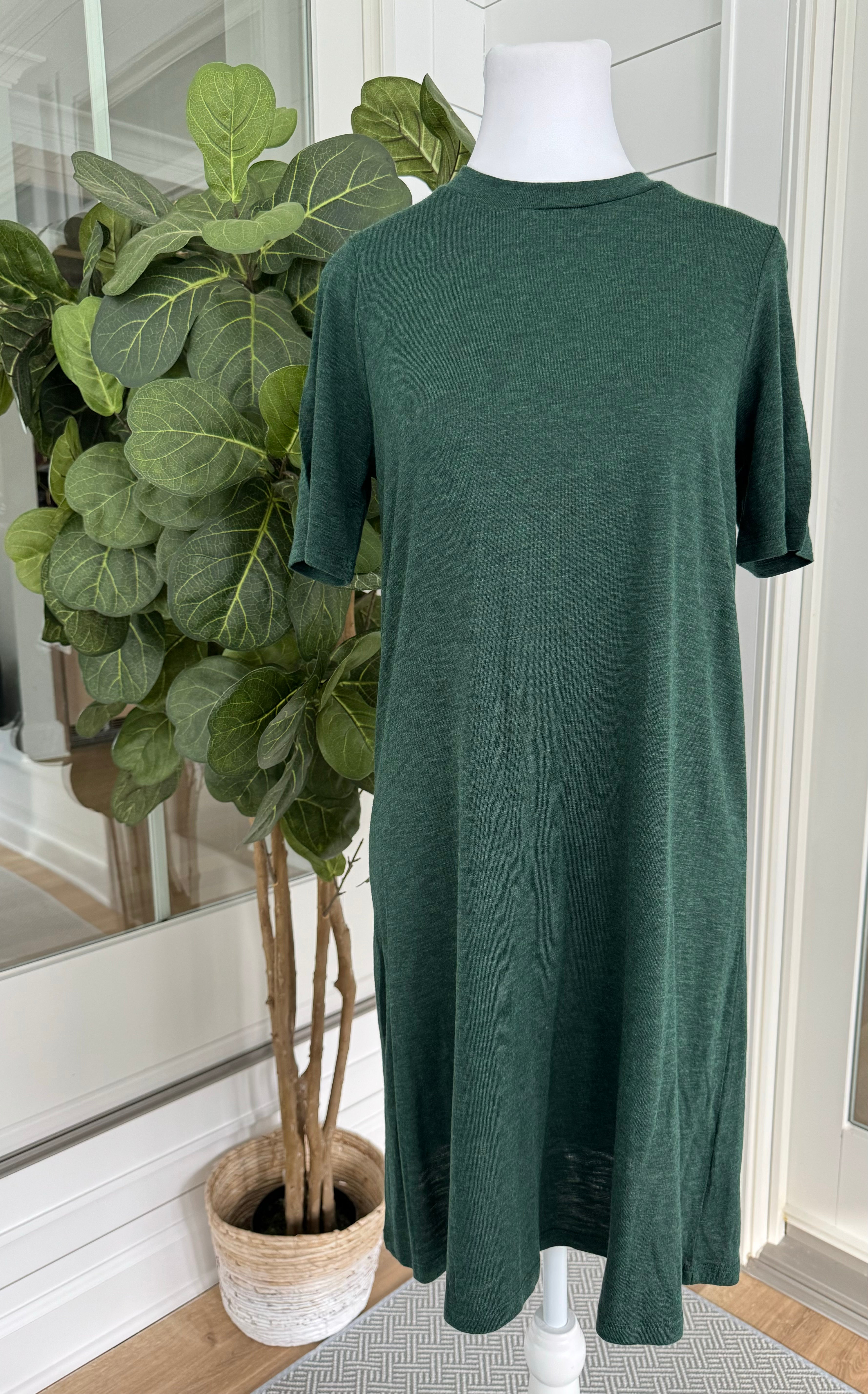 Madewell NWT T-Shirt Dress, Forest Womens Size S