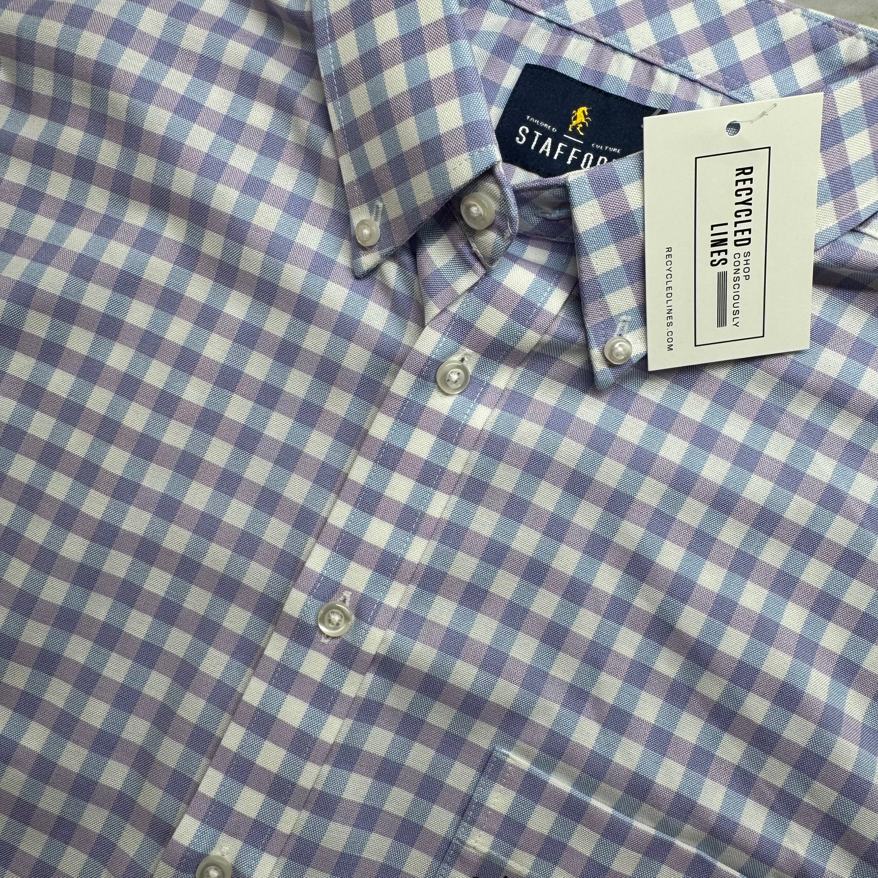 Stafford NWT Coolmax Button Down, Blue/Purple Mens Size M in new with tags — Recycled Lines, Fairfield CT | Premium Sustainable Consignment