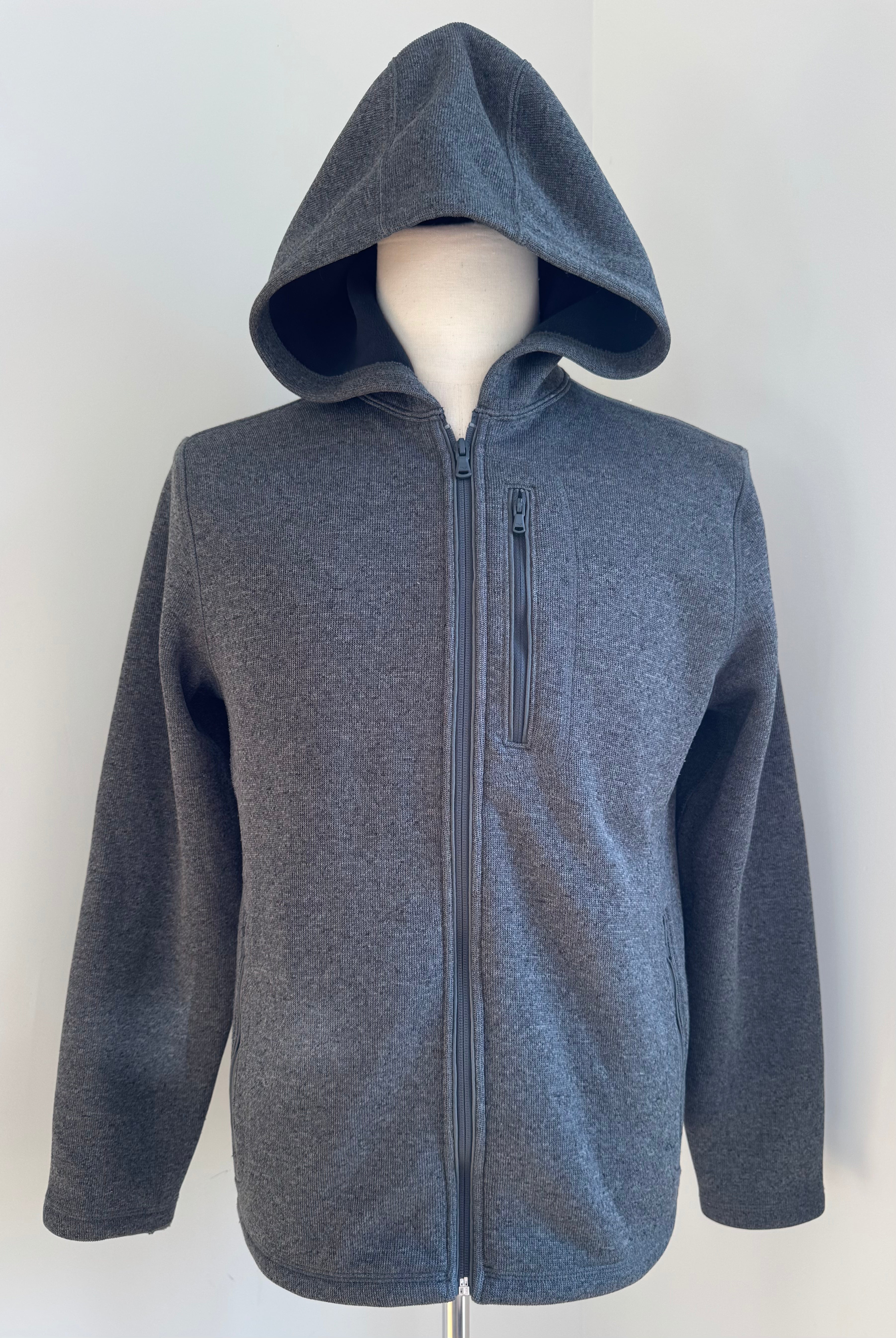 Vineyard Vines Full Zip Hooded Fleece Jacket, Charcoal Mens Size S