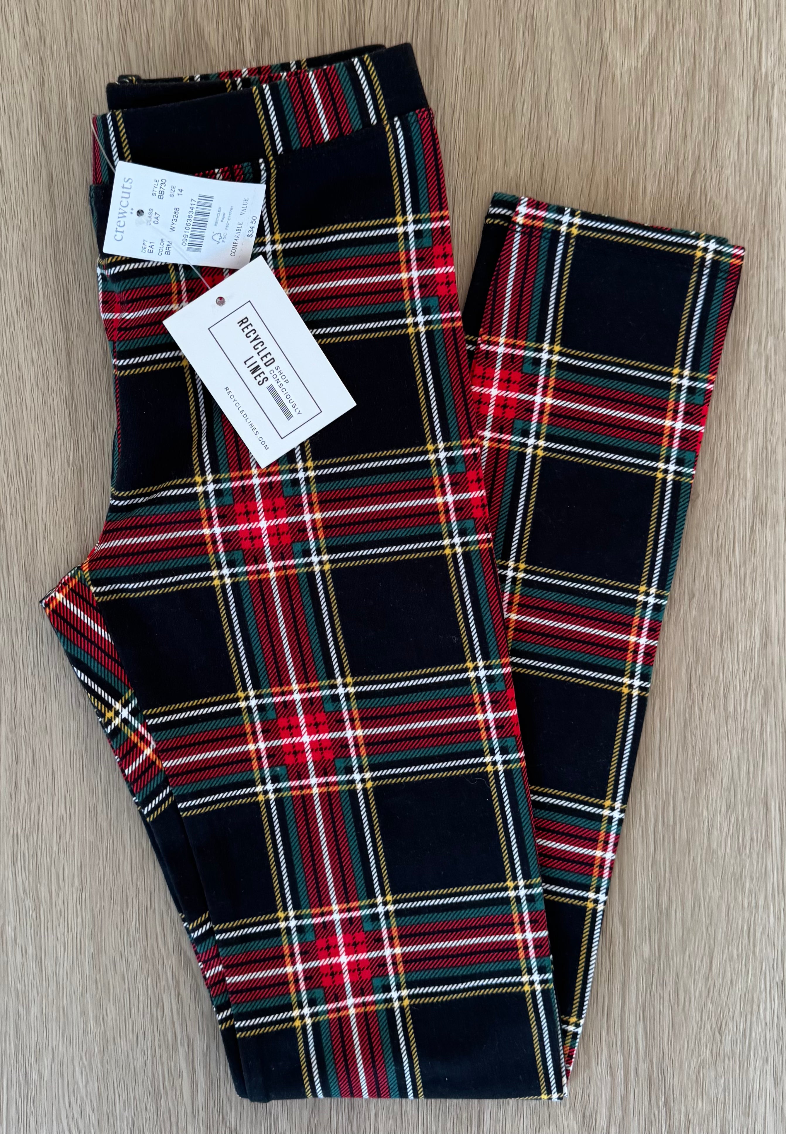 Crewcuts NWT Tartan Leggings, Red/Green/Black/Yellow Girls Size 14