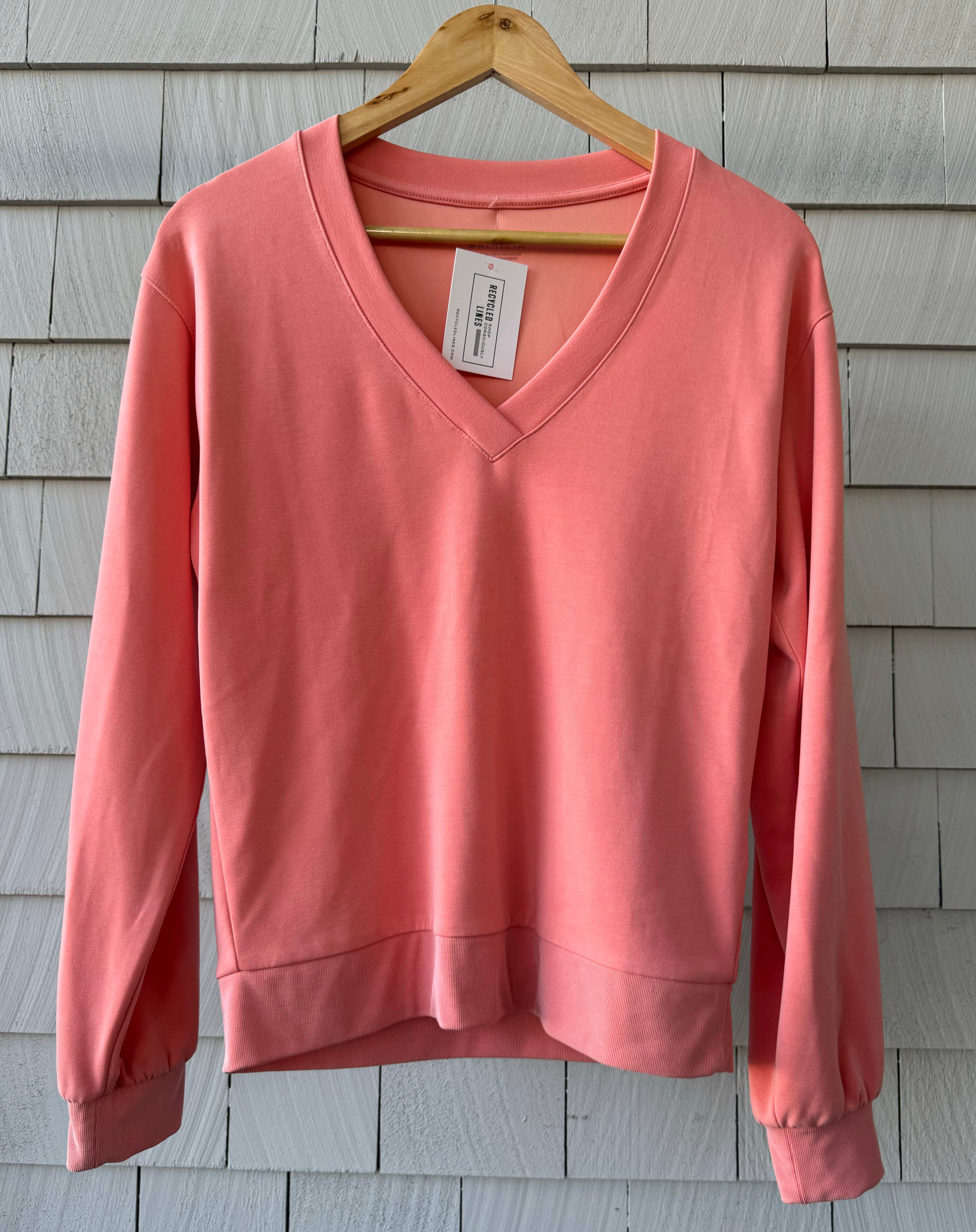 Athleta V-Neck Sweatshirt, Orange Womens Size XS in excellent condition — Recycled Lines, Fairfield CT | Premium Sustainable Consignment