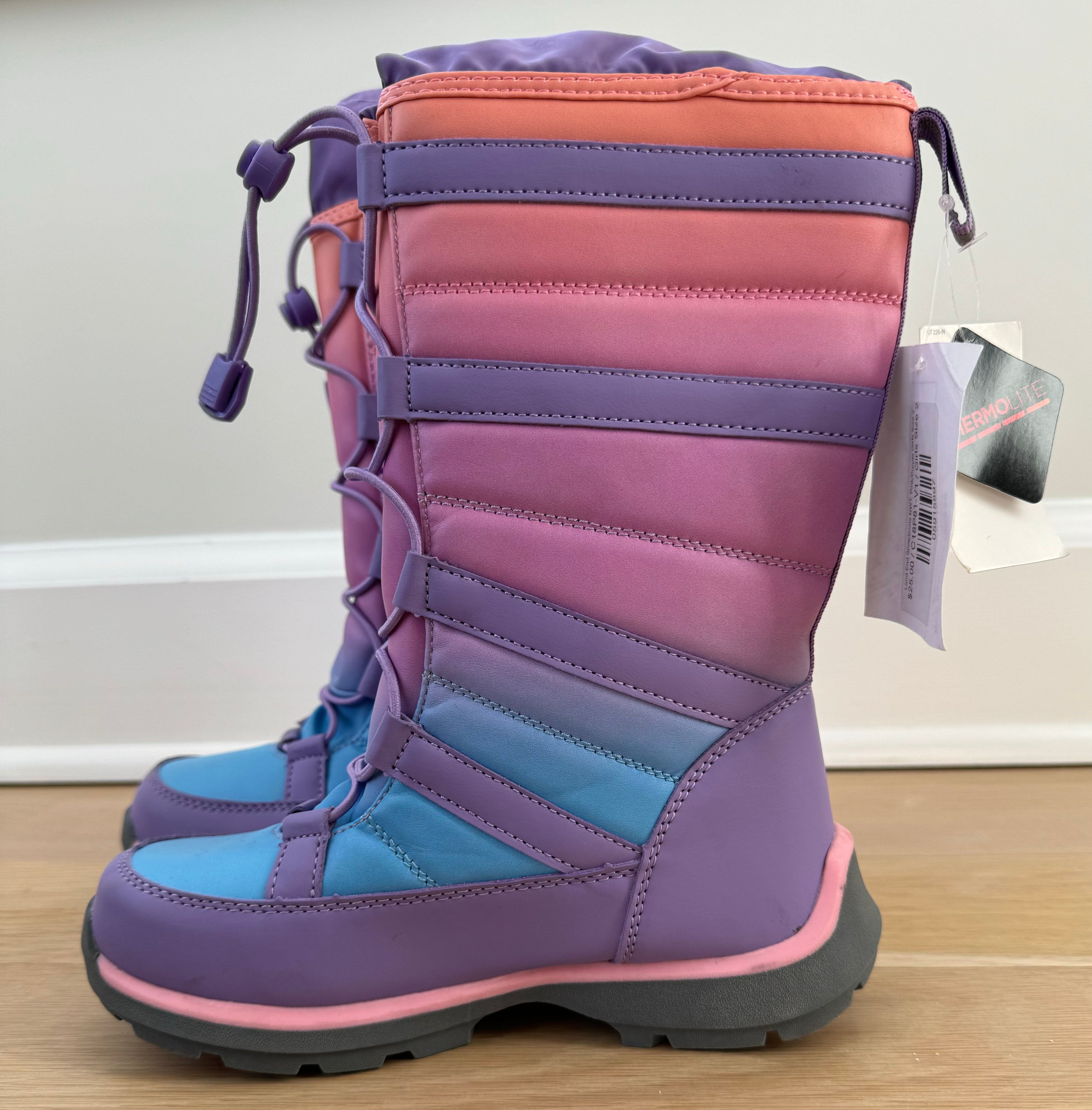 Land End Snowboots NWT Pink Purple Girls Size 2