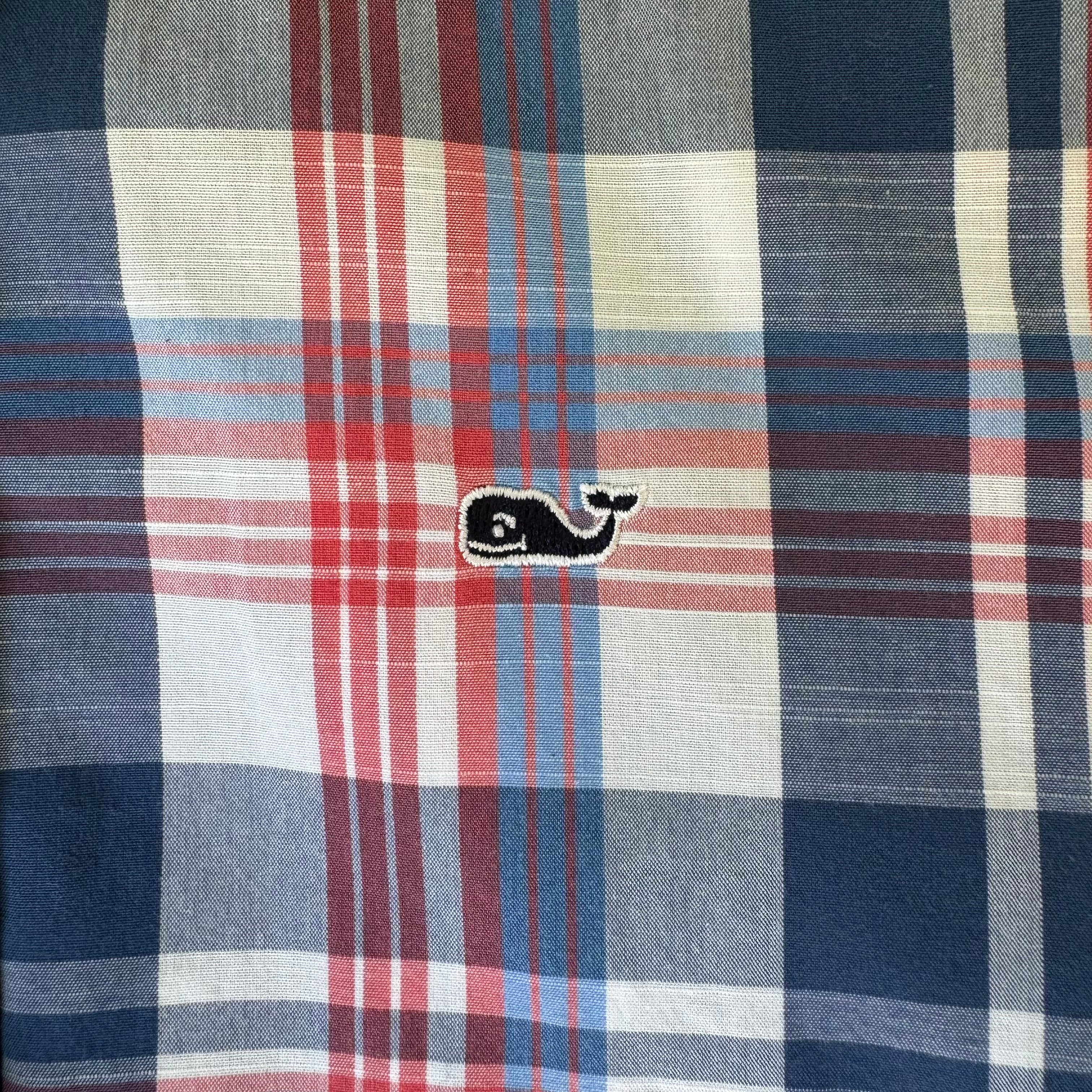 Vineyard Vines Button Down, RWB Plaid Boys Size S (8/10) in excellent condition — Recycled Lines, Fairfield CT | Premium Sustainable Consignment