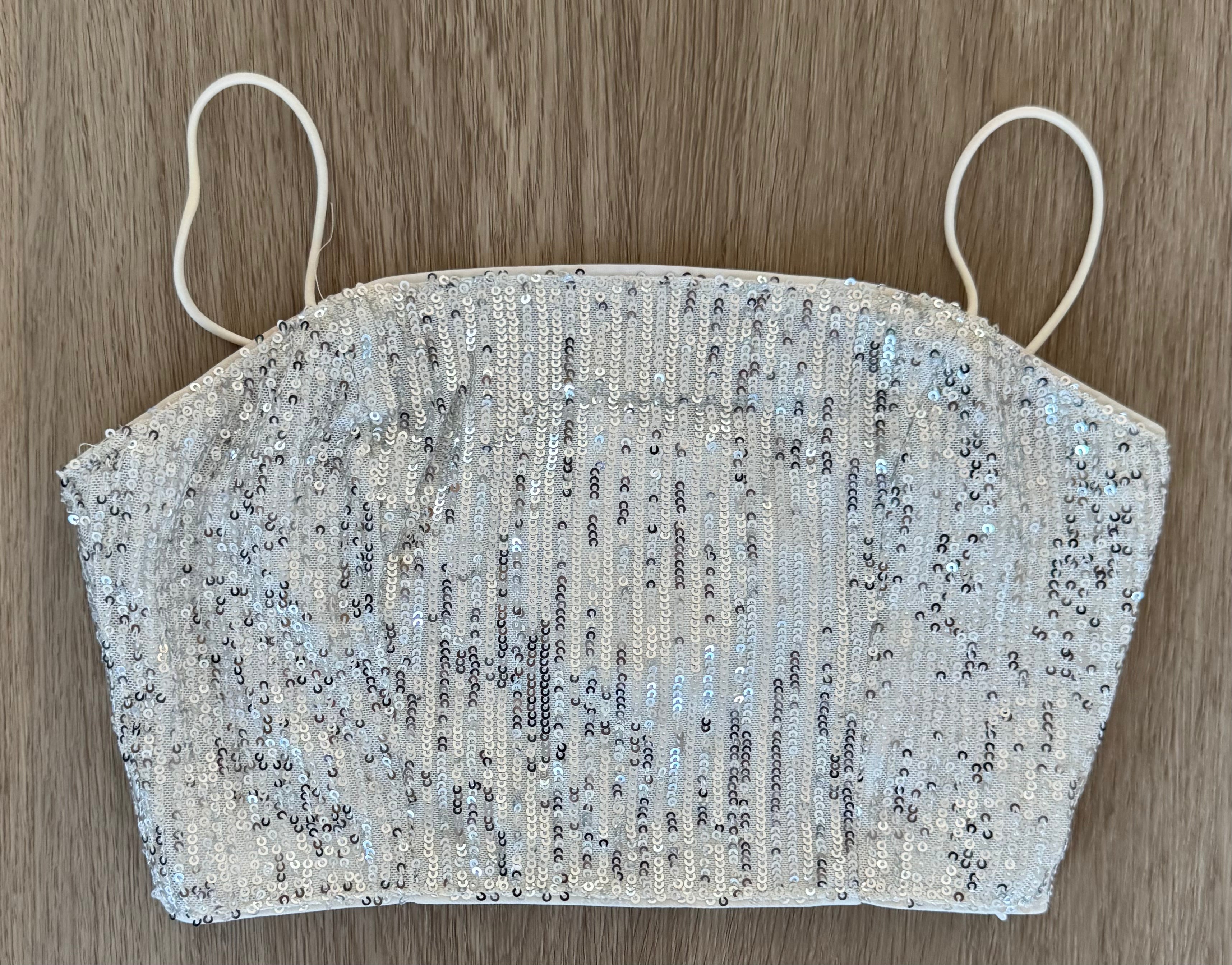 Princess Polly Sequin Top, Silver Women Size 2