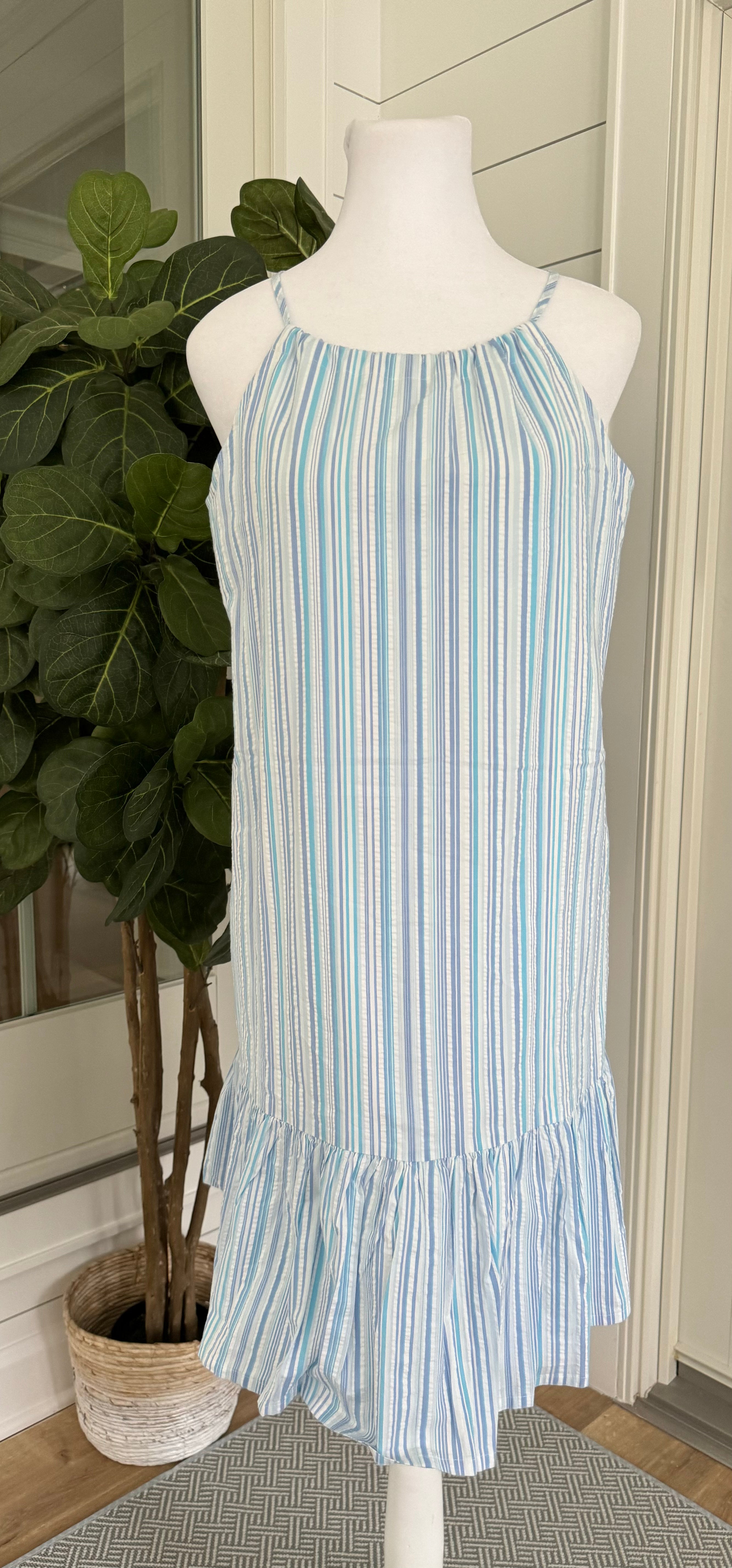 Southern Tide NWT Dress, Blue Stripe Womens Size M