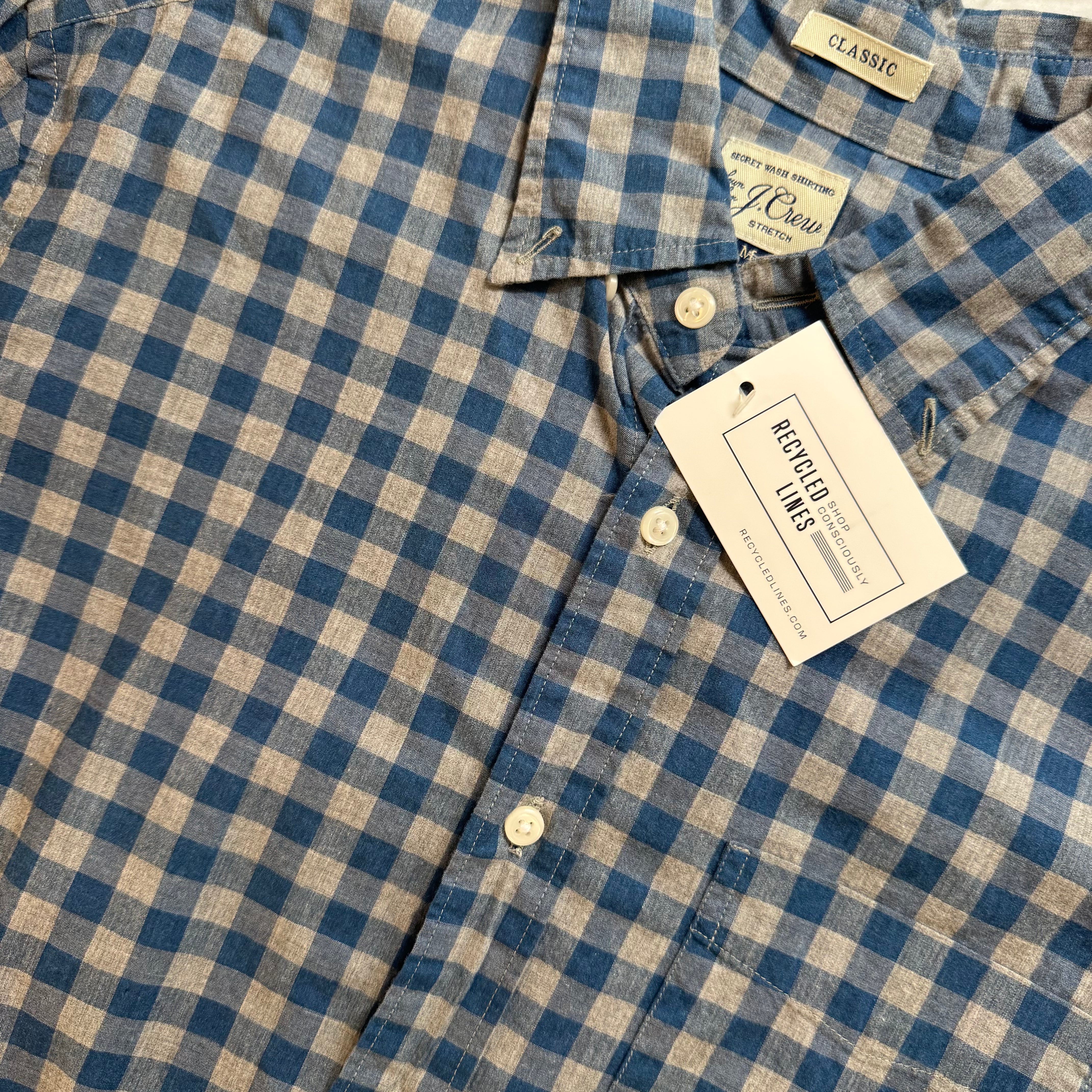 JCrew Button Down, Blue Plaid Mens Size M in excellent condition — Recycled Lines, Fairfield CT | Premium Sustainable Consignment