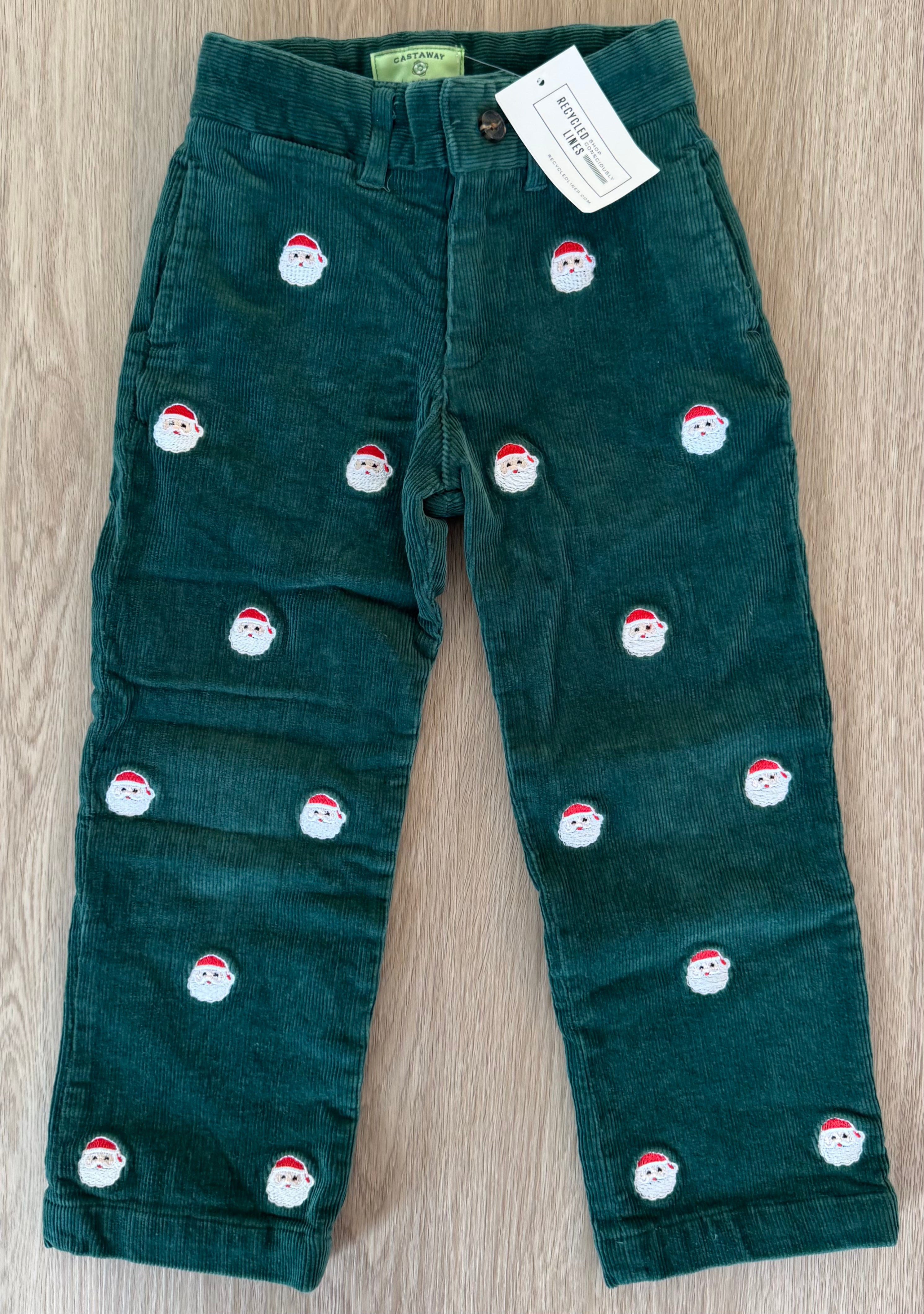Castaway Santa Corduroy Pants, Forest Boys Size 4