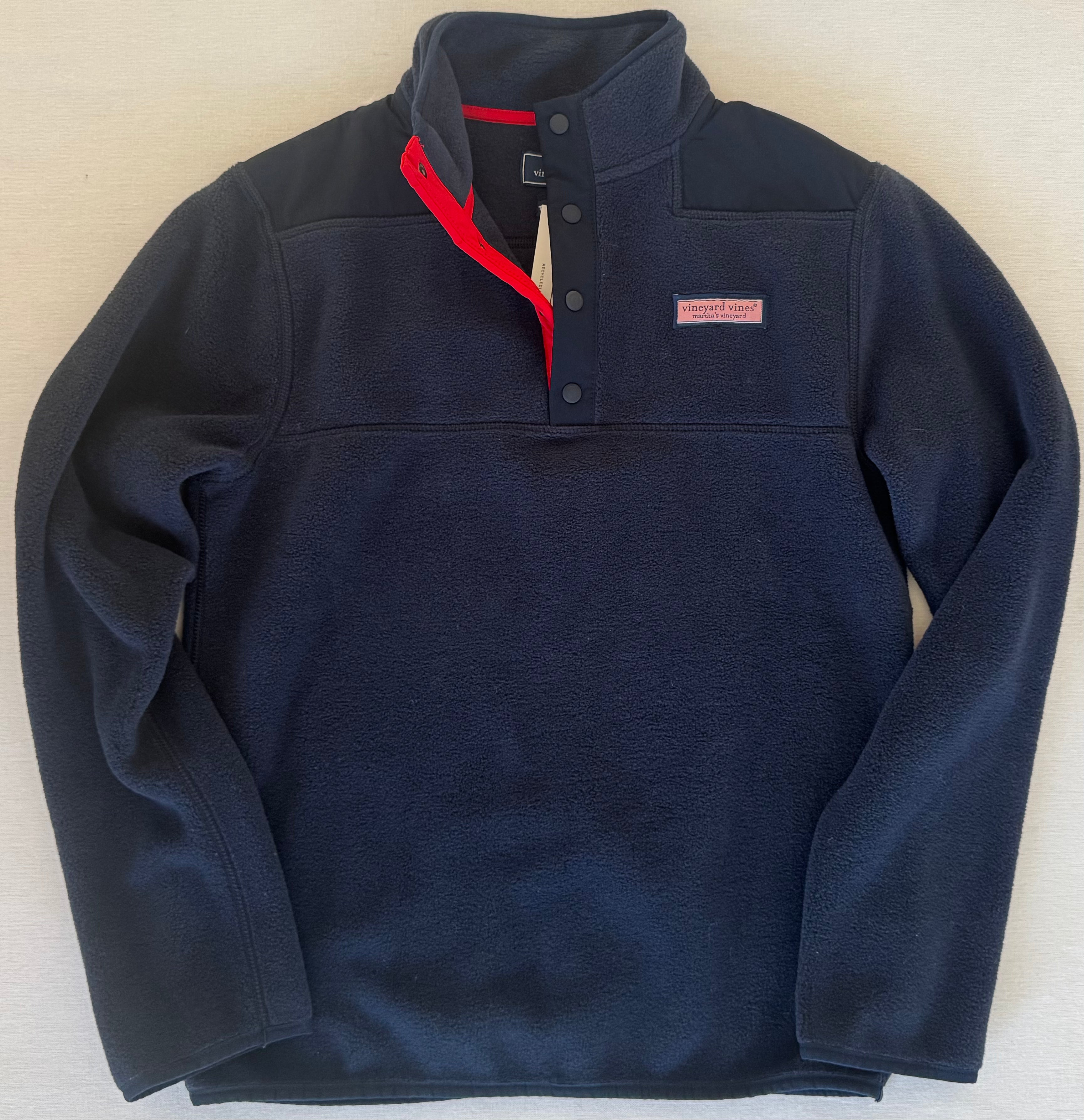 Vineyard Vines 1/4 Snap Fleece Pullover, Navy Mens Size XS