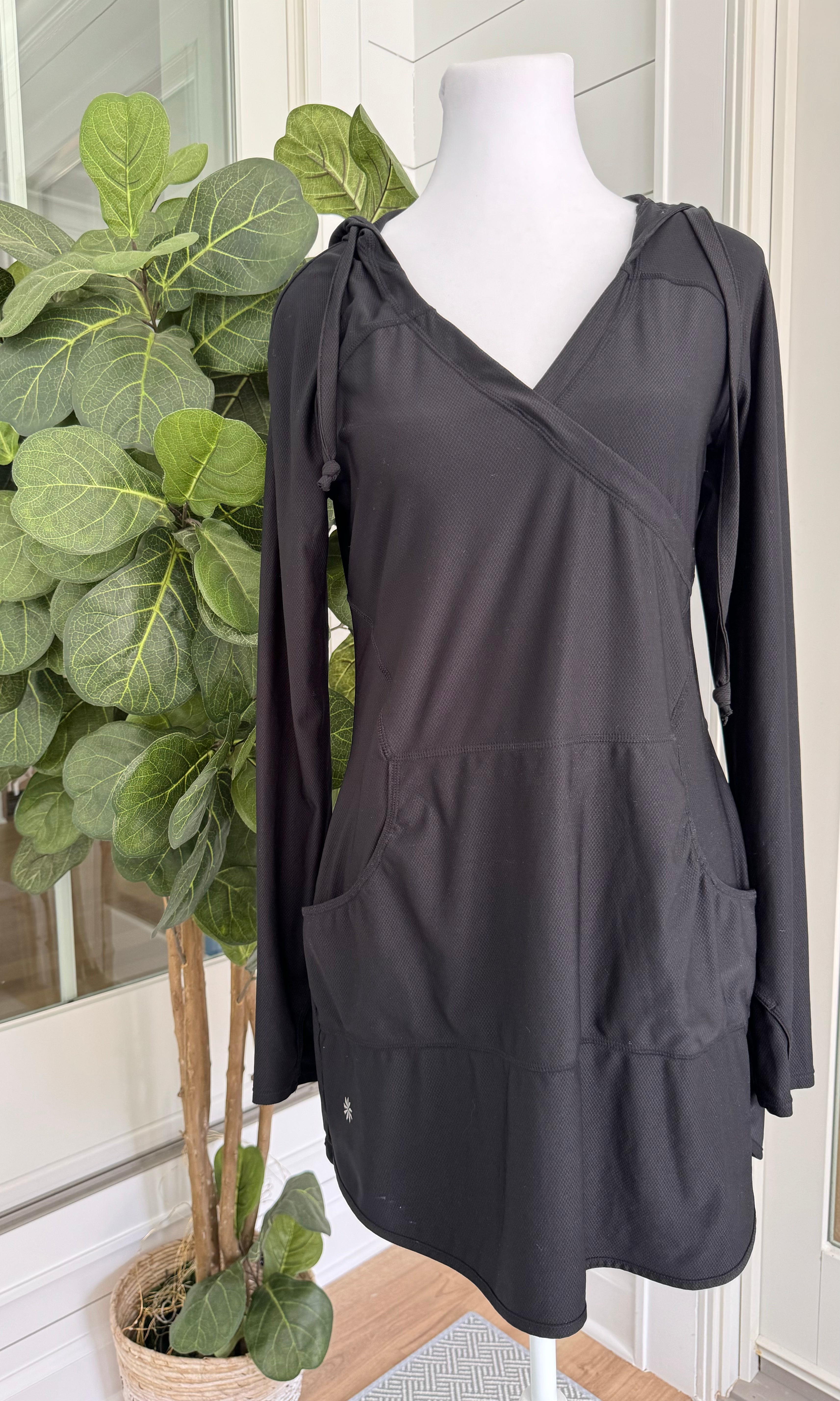 Athleta Hooded Coverup, Black Womens Size S
