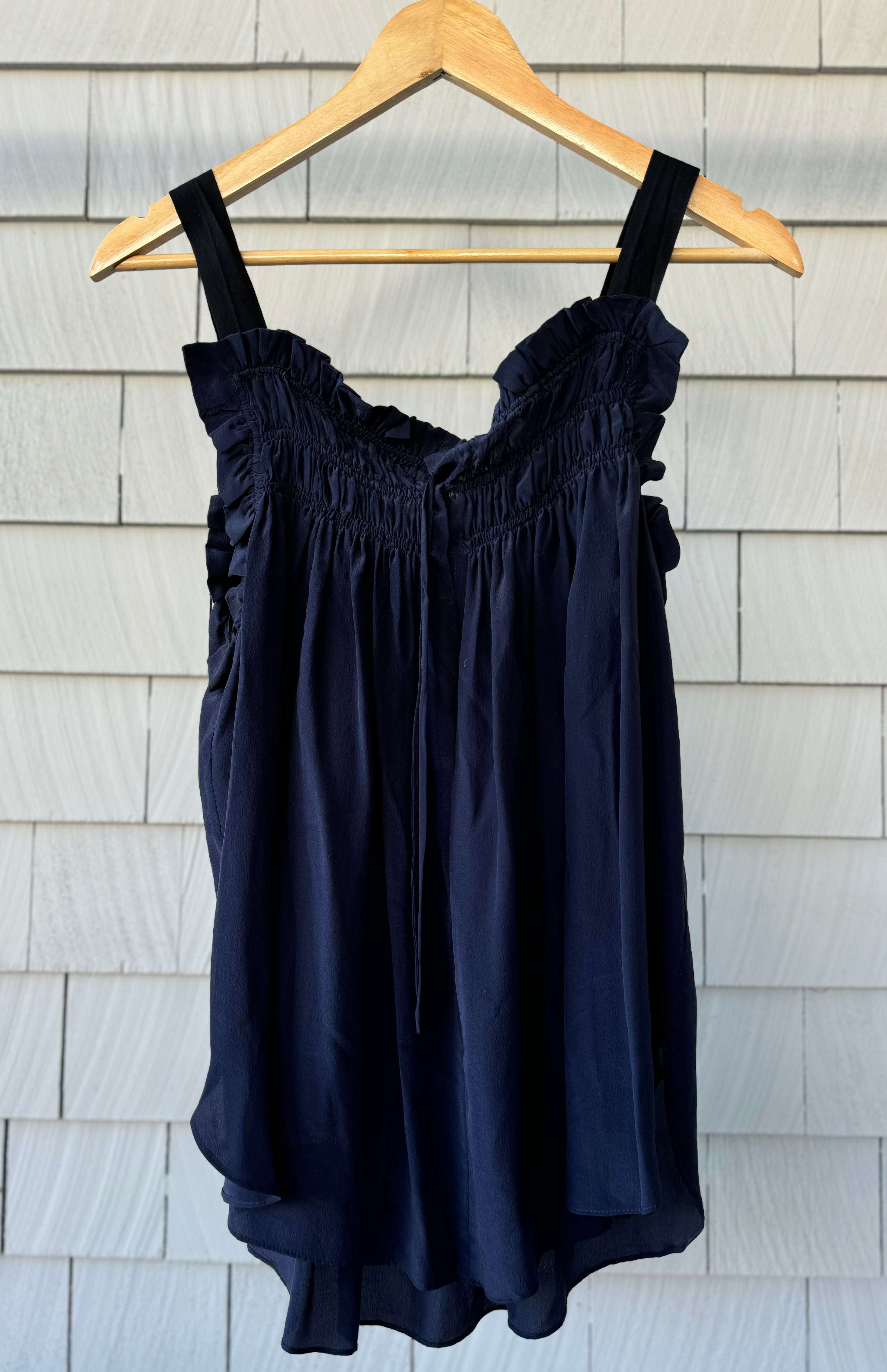 Collective Concepts Smocked Top, Navy Womens Size S in excellent condition — Recycled Lines, Fairfield CT | Premium Sustainable Consignment