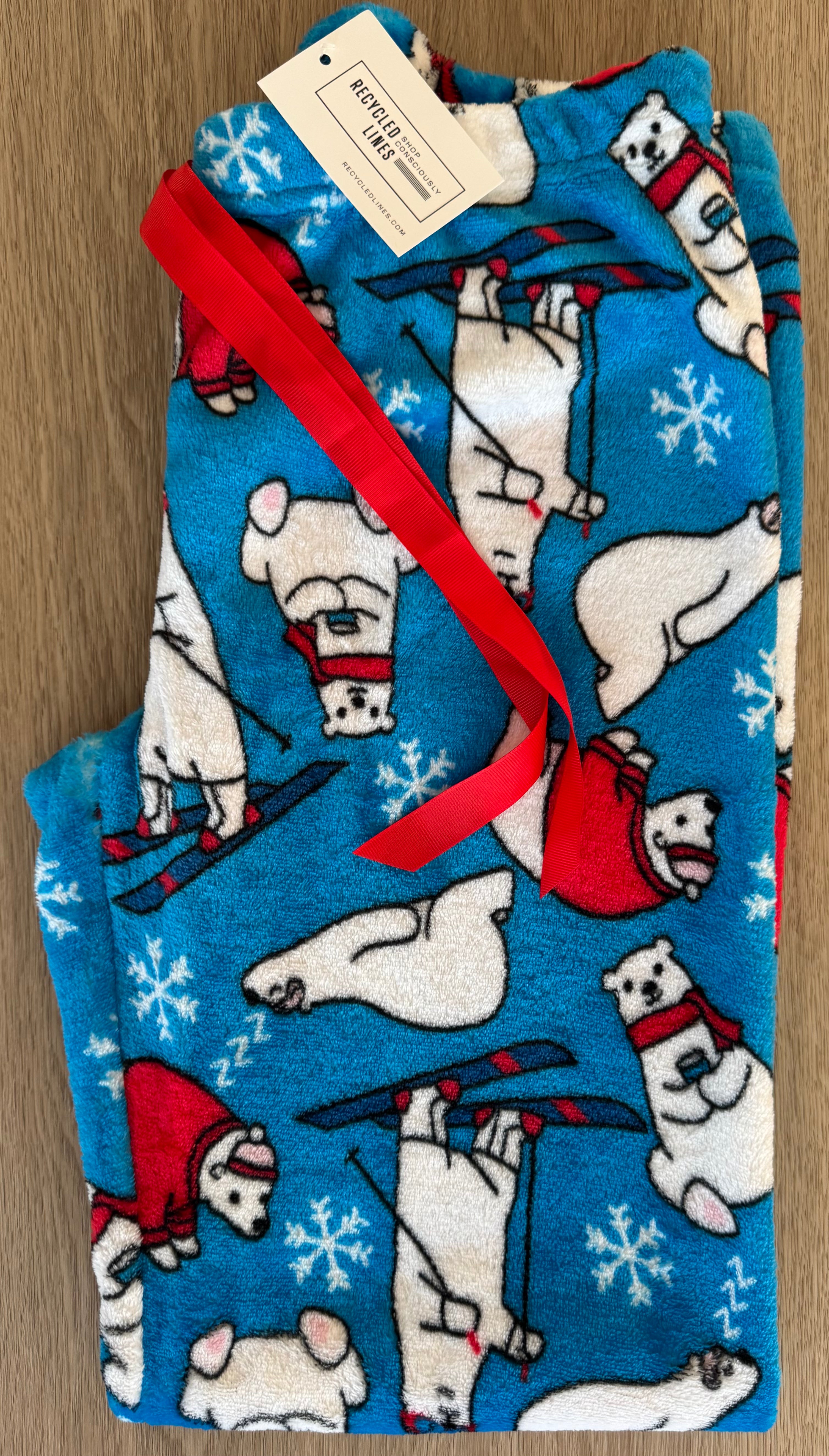 Very Important Pajamas Skiing Polar Bears, Blue Womens Size L