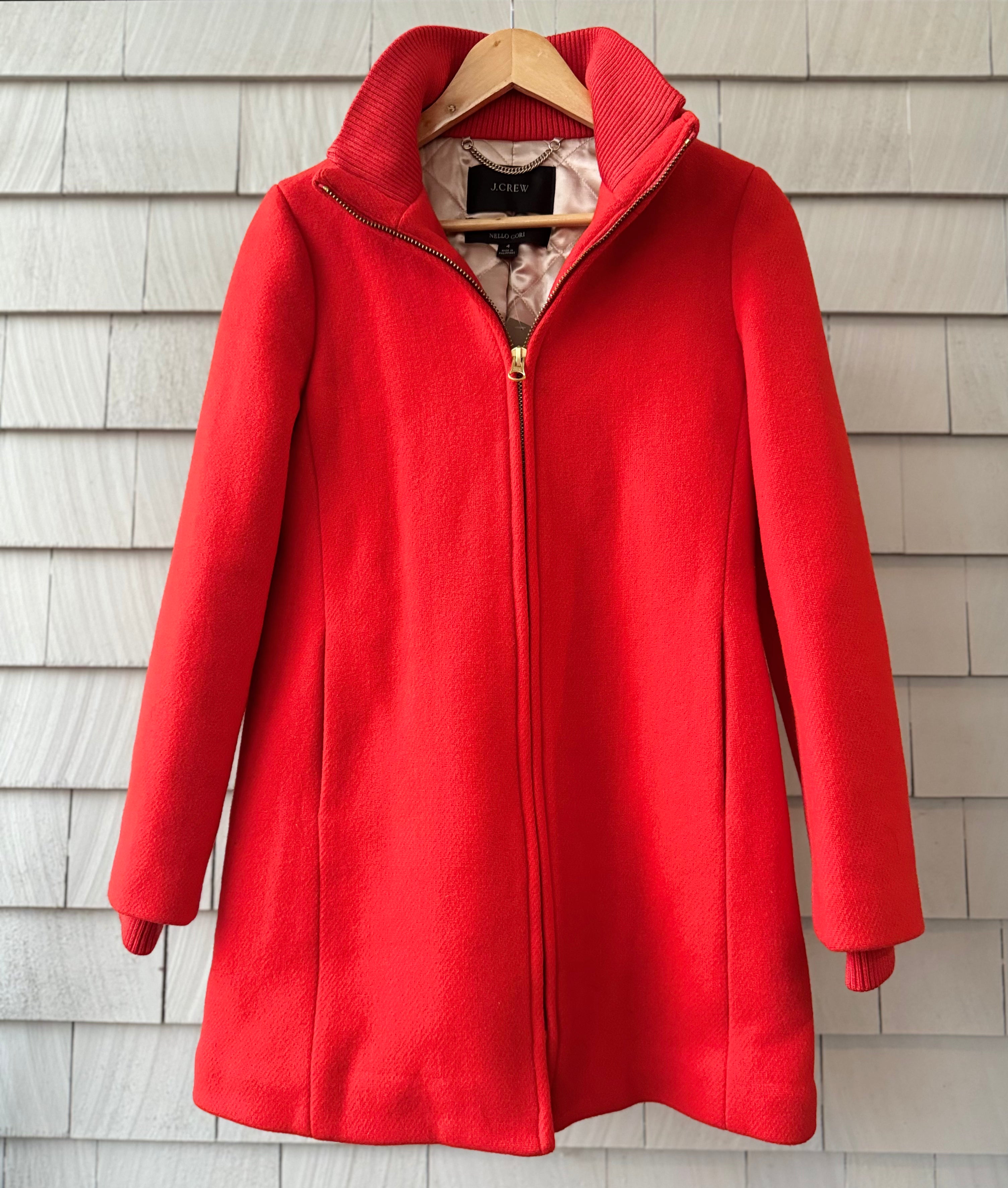 J.Crew NWT Nello Gori Cocoon Jacket, Red Womens Size 4 in new with tags — Recycled Lines, Fairfield CT | Premium Sustainable Consignment