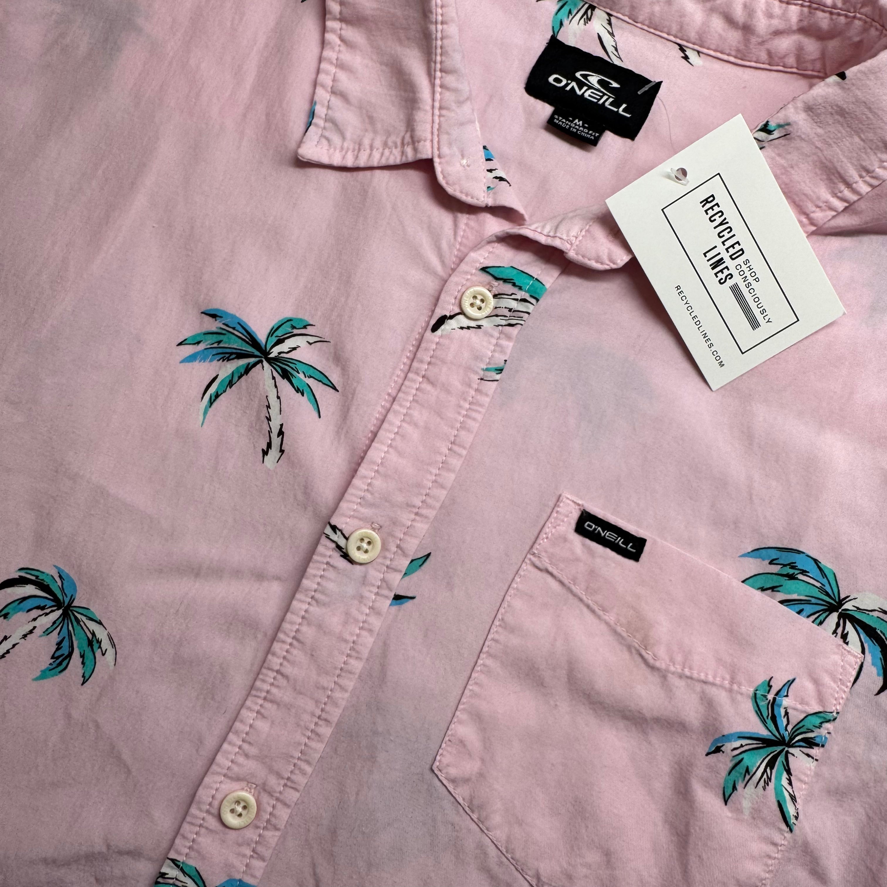 O'Neill Palm Tree Button Down, Pink Mens Size M in excellent condition — Recycled Lines, Fairfield CT | Premium Sustainable Consignment