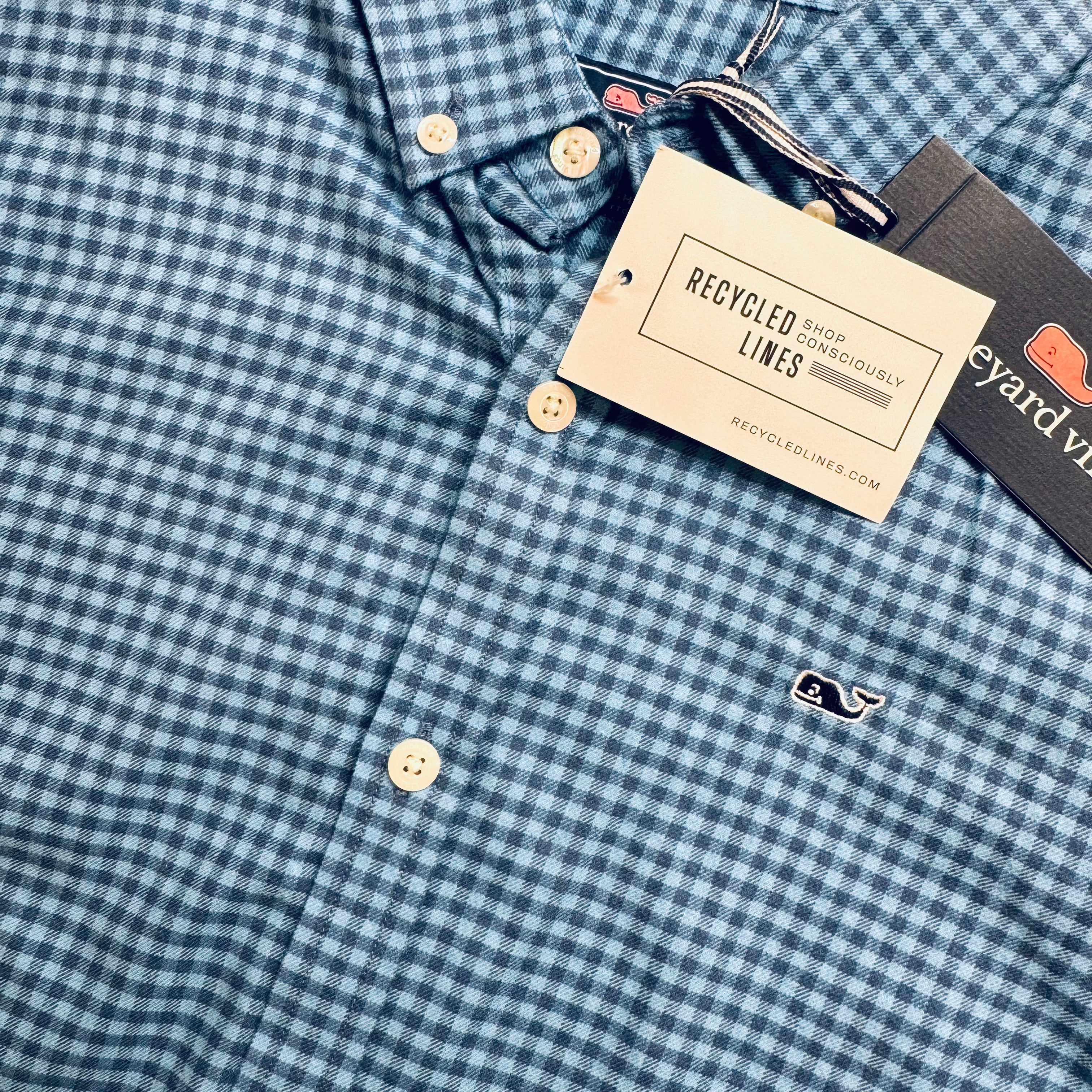 Vineyard Vines NWT Long Sleeve Button Down, Blue/Navy Boys Size M (12/14) in new with tags — Recycled Lines, Fairfield CT | Premium Sustainable Consignment