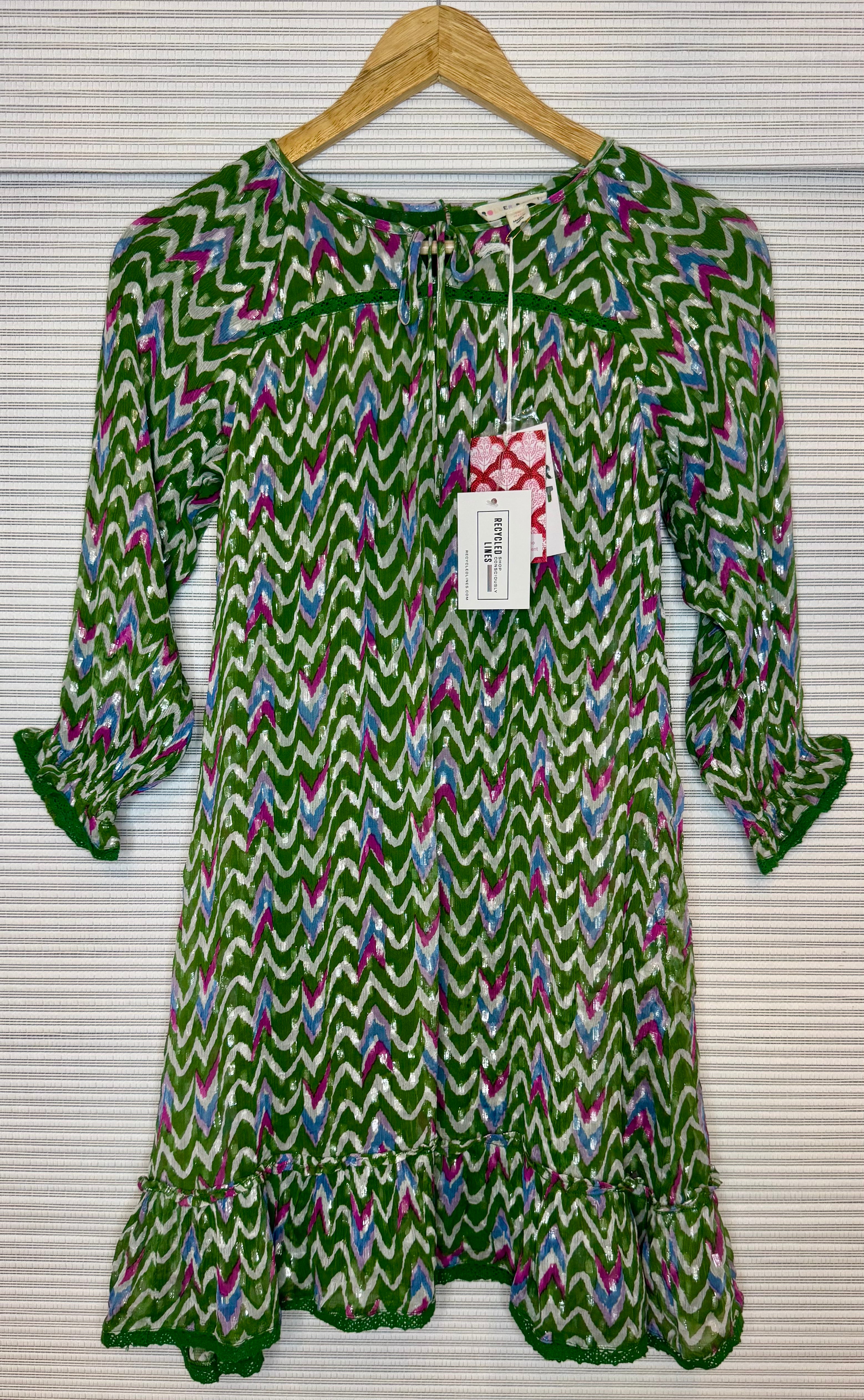 Roller Rabbit NWT Olivia Ikat Iria Dress, Green/Mauve Girls Size 12