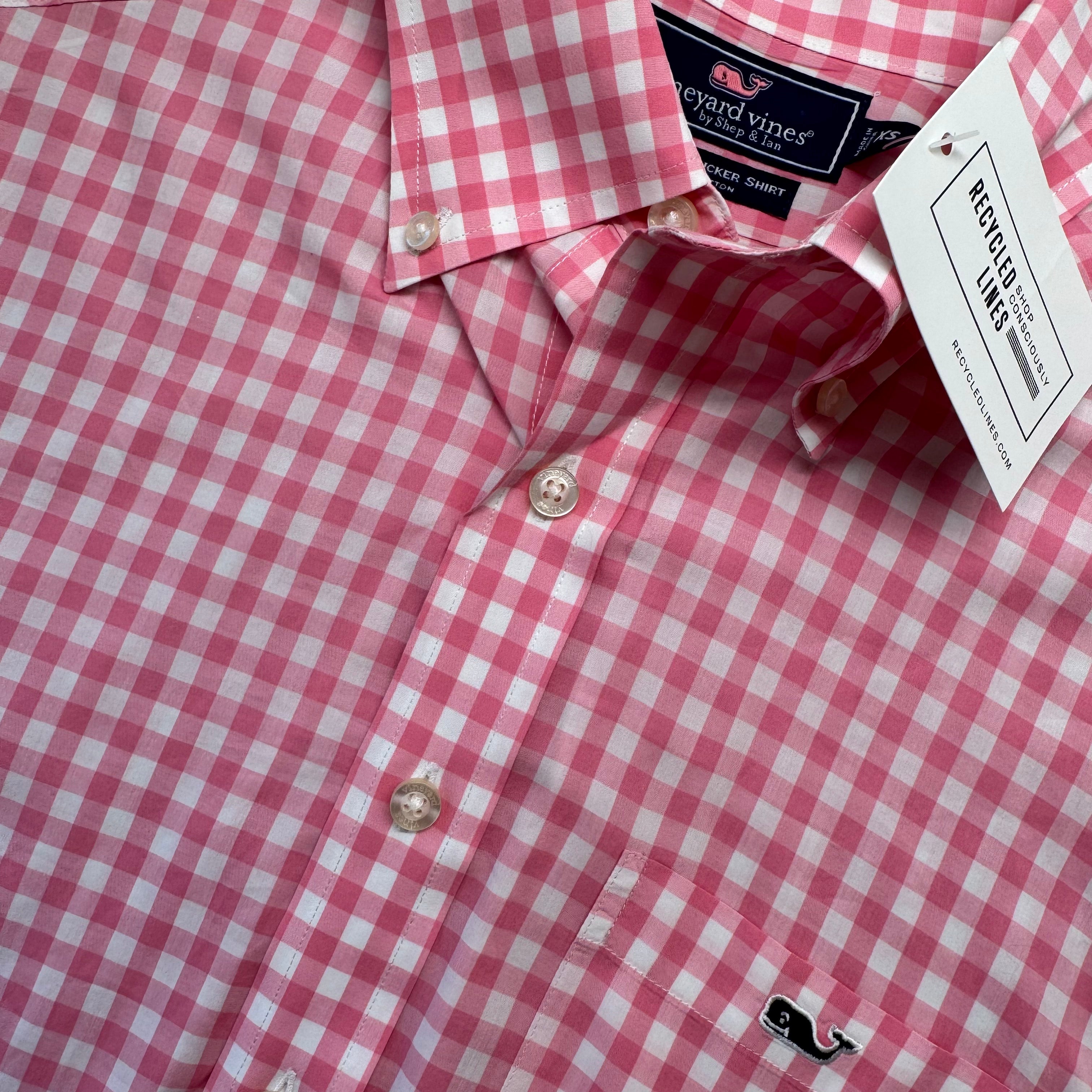 Vineyard Vines Button Down, Pink Gingham Mens Size XS — Recycled Lines Premium Consignment