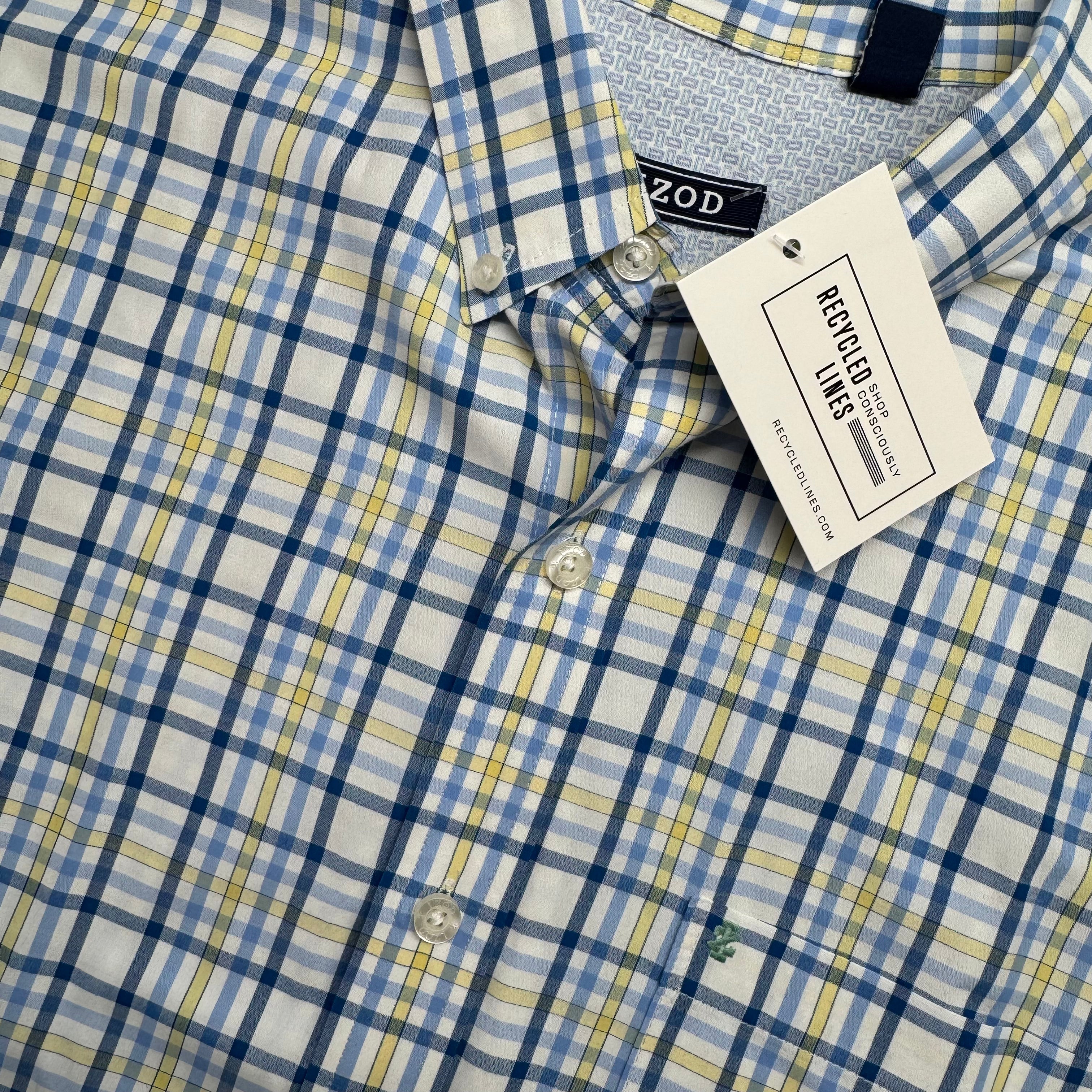 Izod Button Down, Blue/Yellow Mens Size M in excellent condition — Recycled Lines, Fairfield CT | Premium Sustainable Consignment