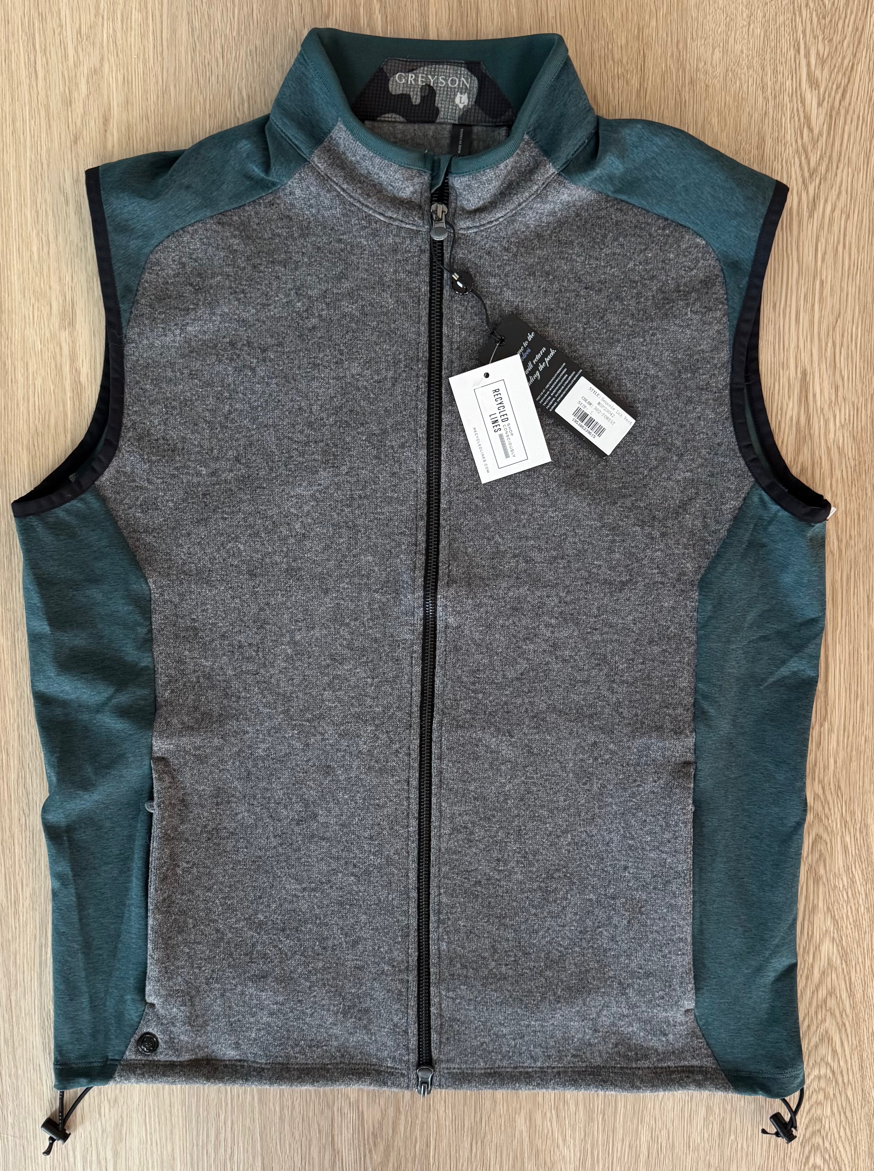 Greyson NWT Sequoia Lux Vest, Gray/Forest Mens Size L