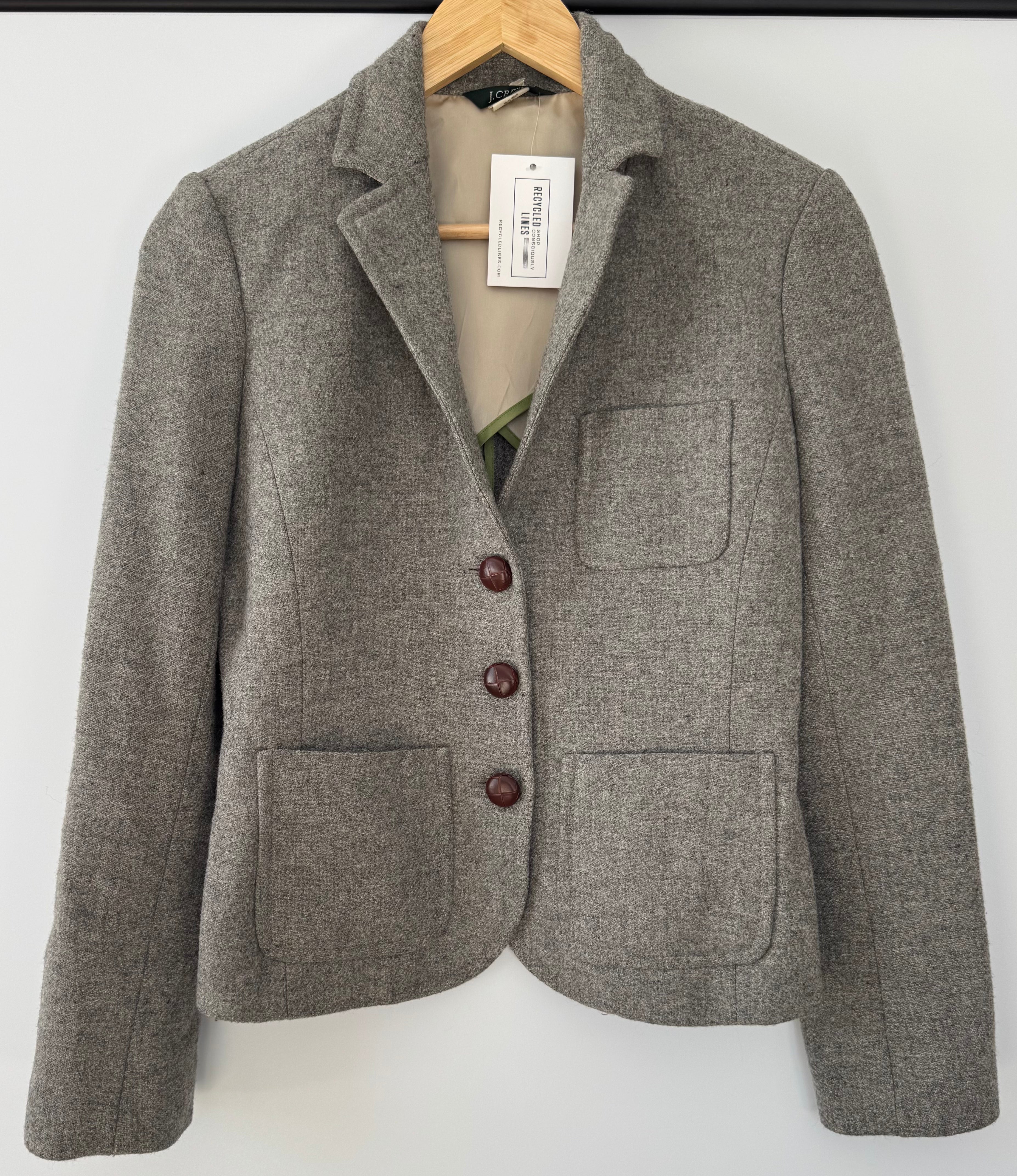 J.Crew 100% Wool Blazer, Gray Womens Size 4
