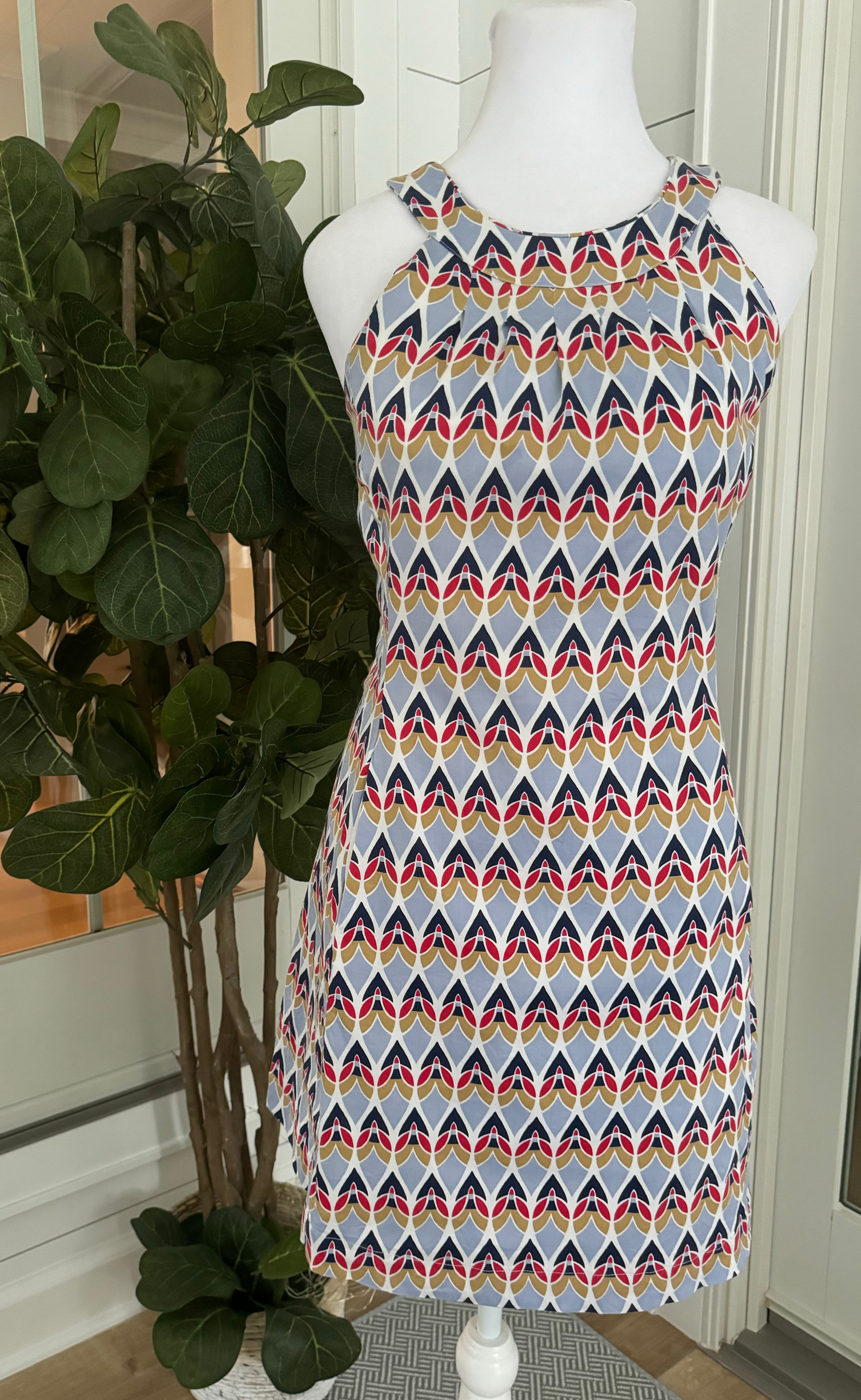 Dizzy Lizzy Shift Dress, Navy/Red/Tan Womens Size S in excellent condition — Recycled Lines, Fairfield CT | Premium Sustainable Consignment