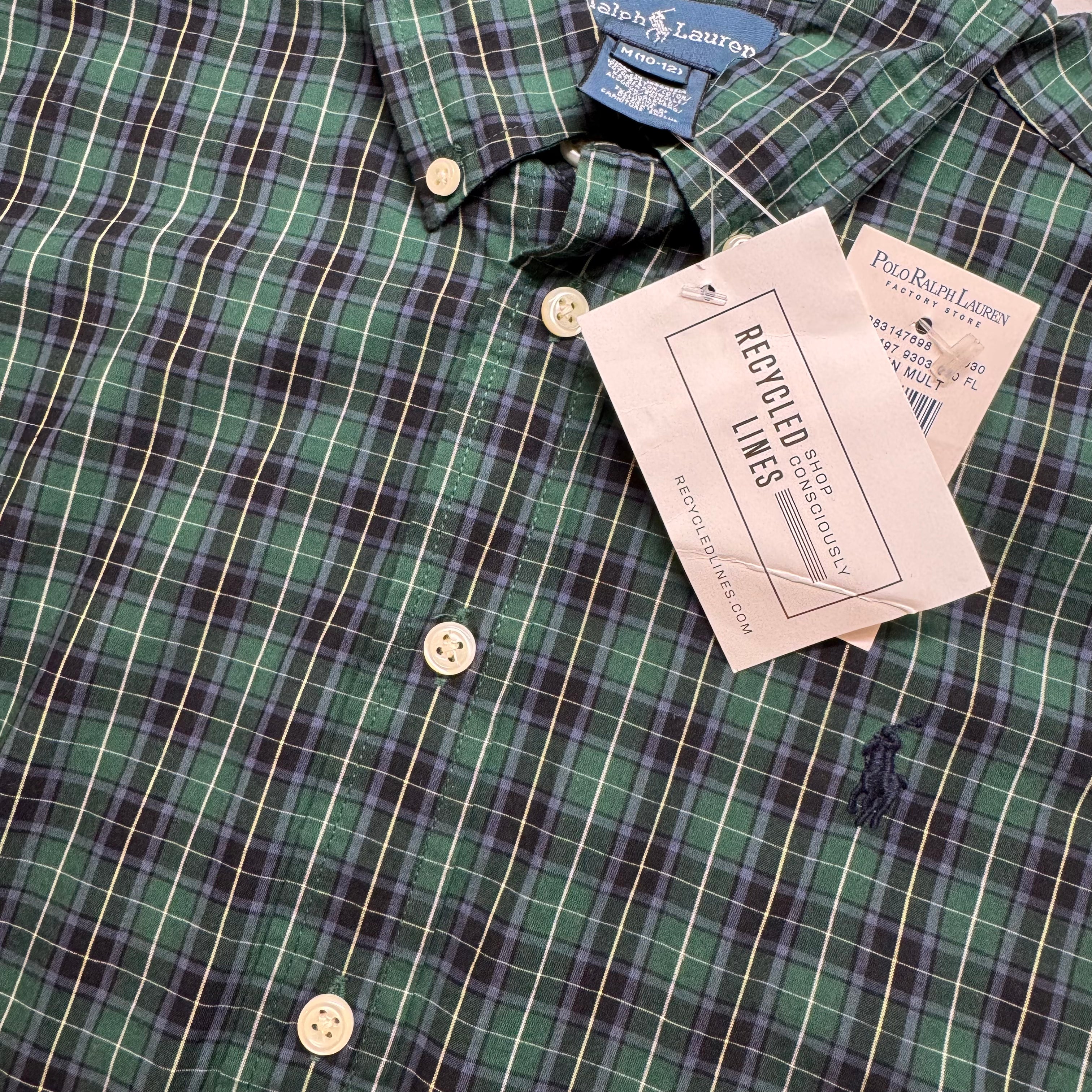 Ralph Lauren NWT Button Down, Green Plaid Boys Size M (10/12) in new with tags — Recycled Lines, Fairfield CT | Premium Sustainable Consignment