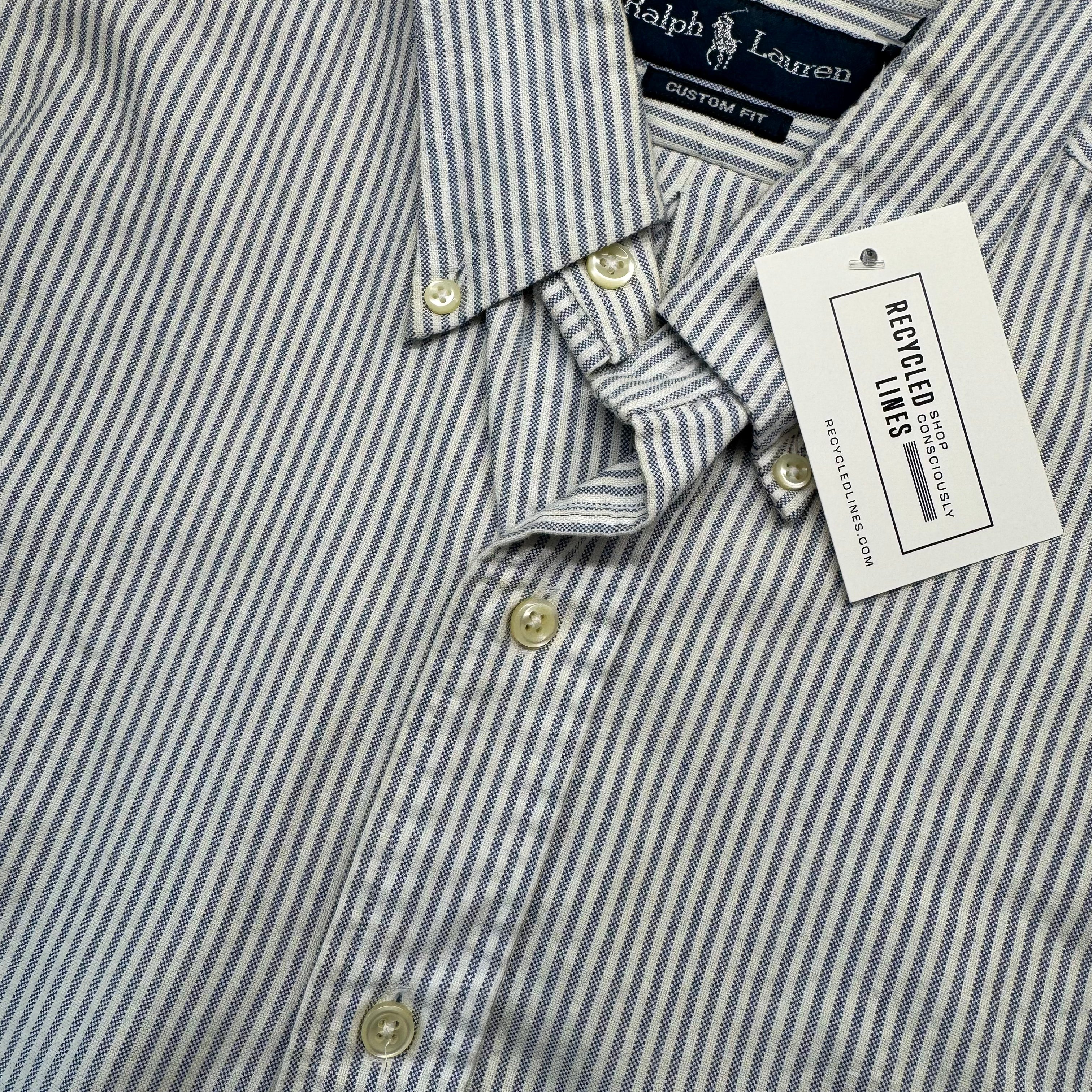 Ralph Lauren Striped Oxford, Blue/White Mens Size L (16x32/33) — Recycled Lines Premium Consignment