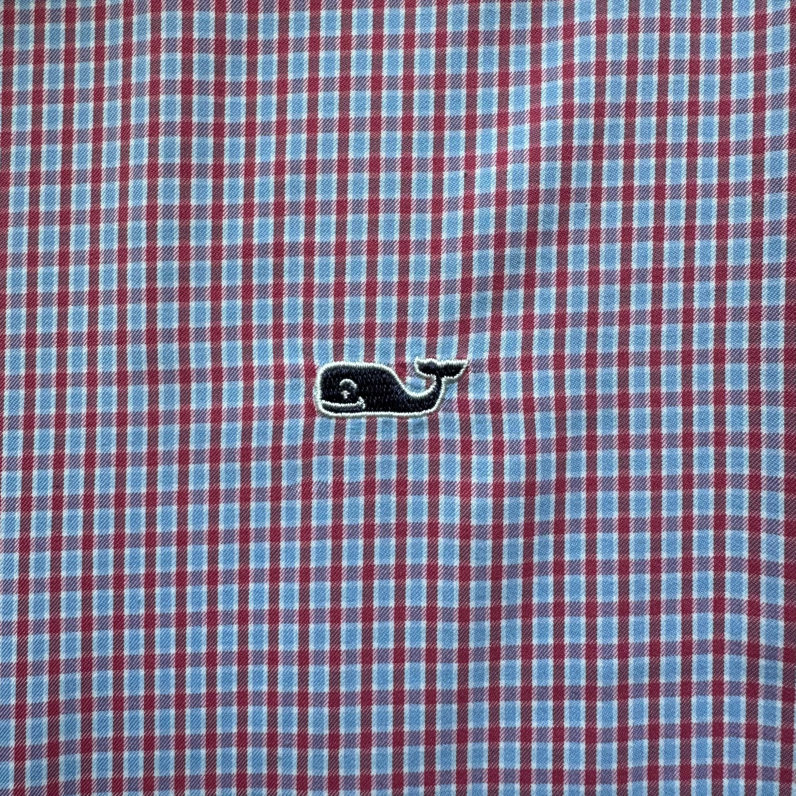 Vineyard Vines Performance Button Down, Red/Blue Mens Size M