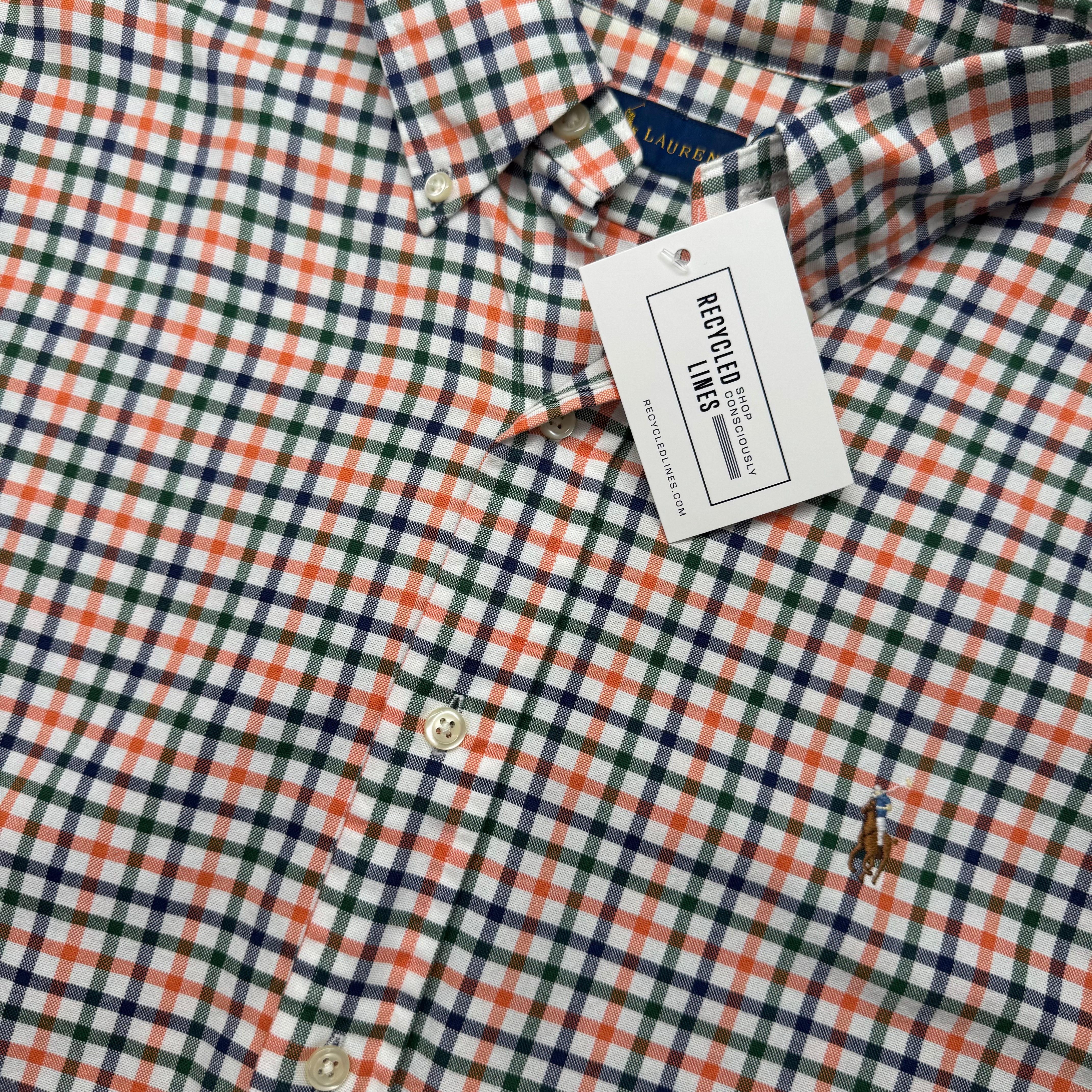 Ralph Lauren Button Down, Orange/Green/Blue Mens Size L