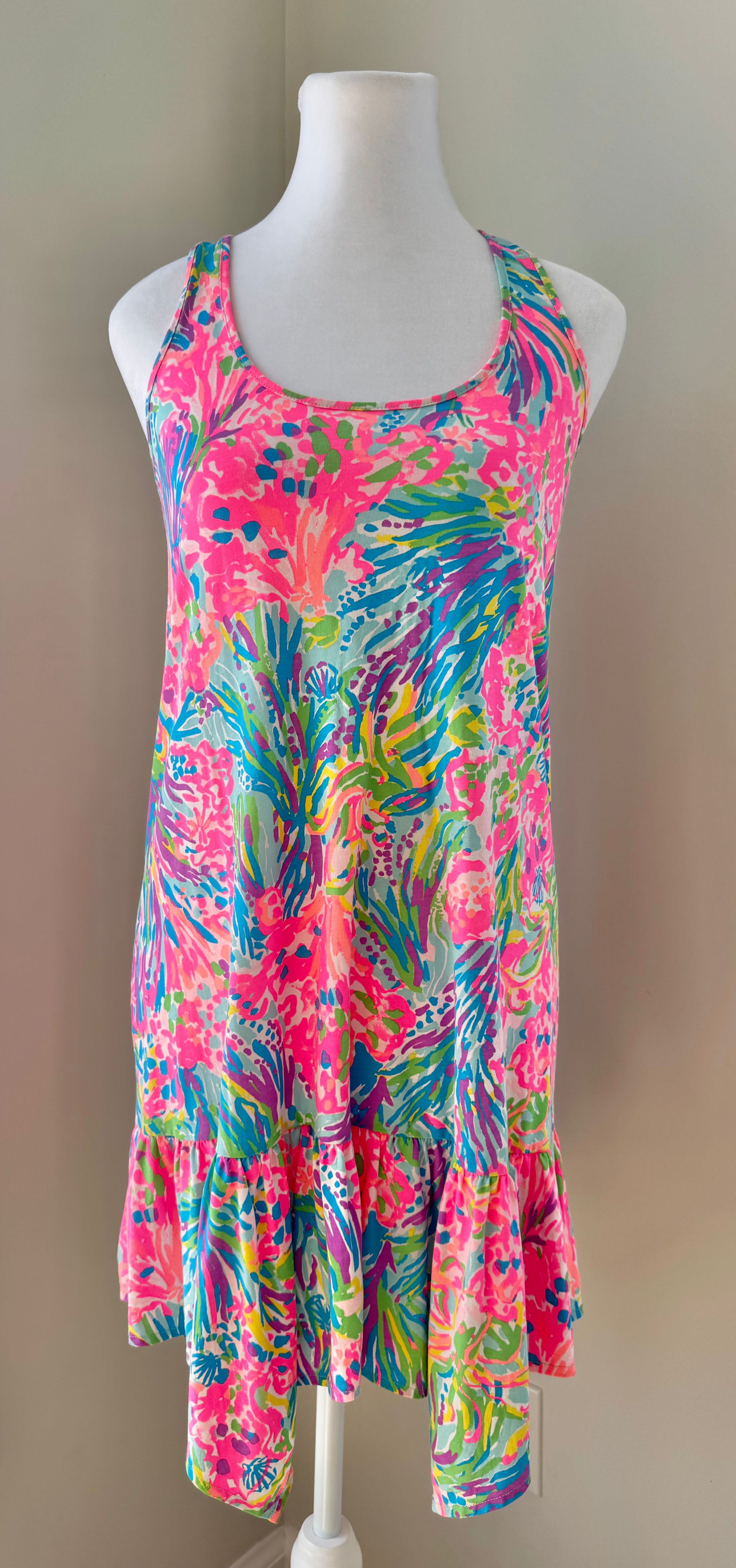 Lilly Pulitzer Racerback Dress, Hot Pink Multi Womens Size XXS in excellent condition — Recycled Lines, Fairfield CT | Premium Sustainable Consignment