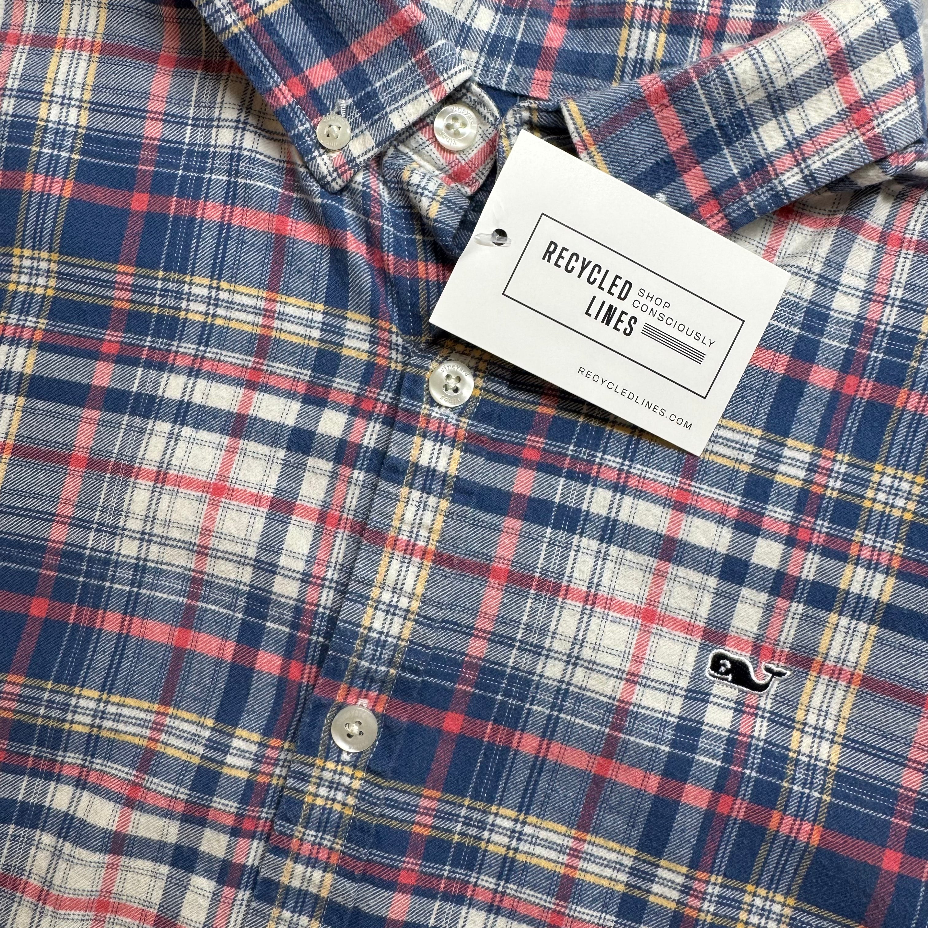 Vineyard Vines Flannel Button Down, Red/Blue Plaid Boys Size L (16) in excellent condition — Recycled Lines, Fairfield CT | Premium Sustainable Consignment