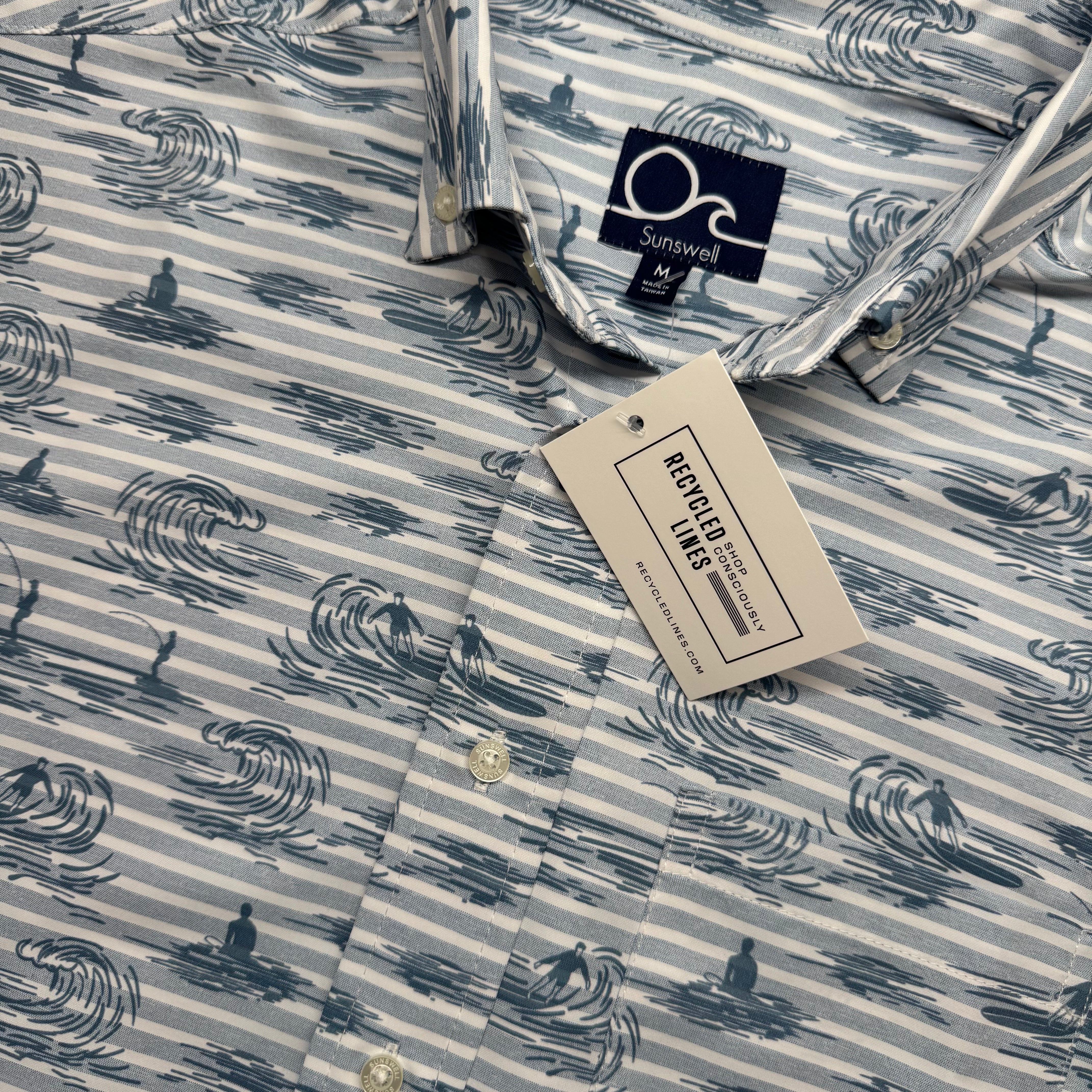 Sunswell NWOT Surf Button Down, Light Blue Mens Size M in new without tags — Recycled Lines, Fairfield CT | Premium Sustainable Consignment