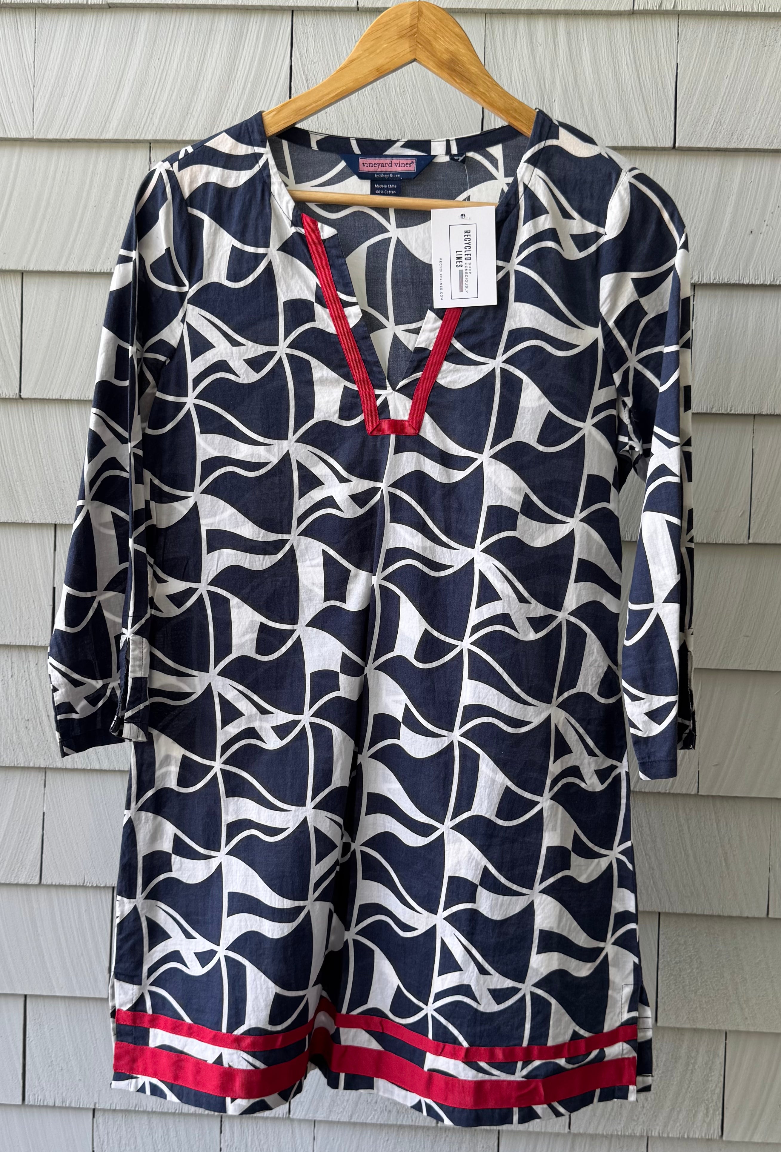 Vineyard Vines Burgee Coverup, Navy/White/Red Womens XS