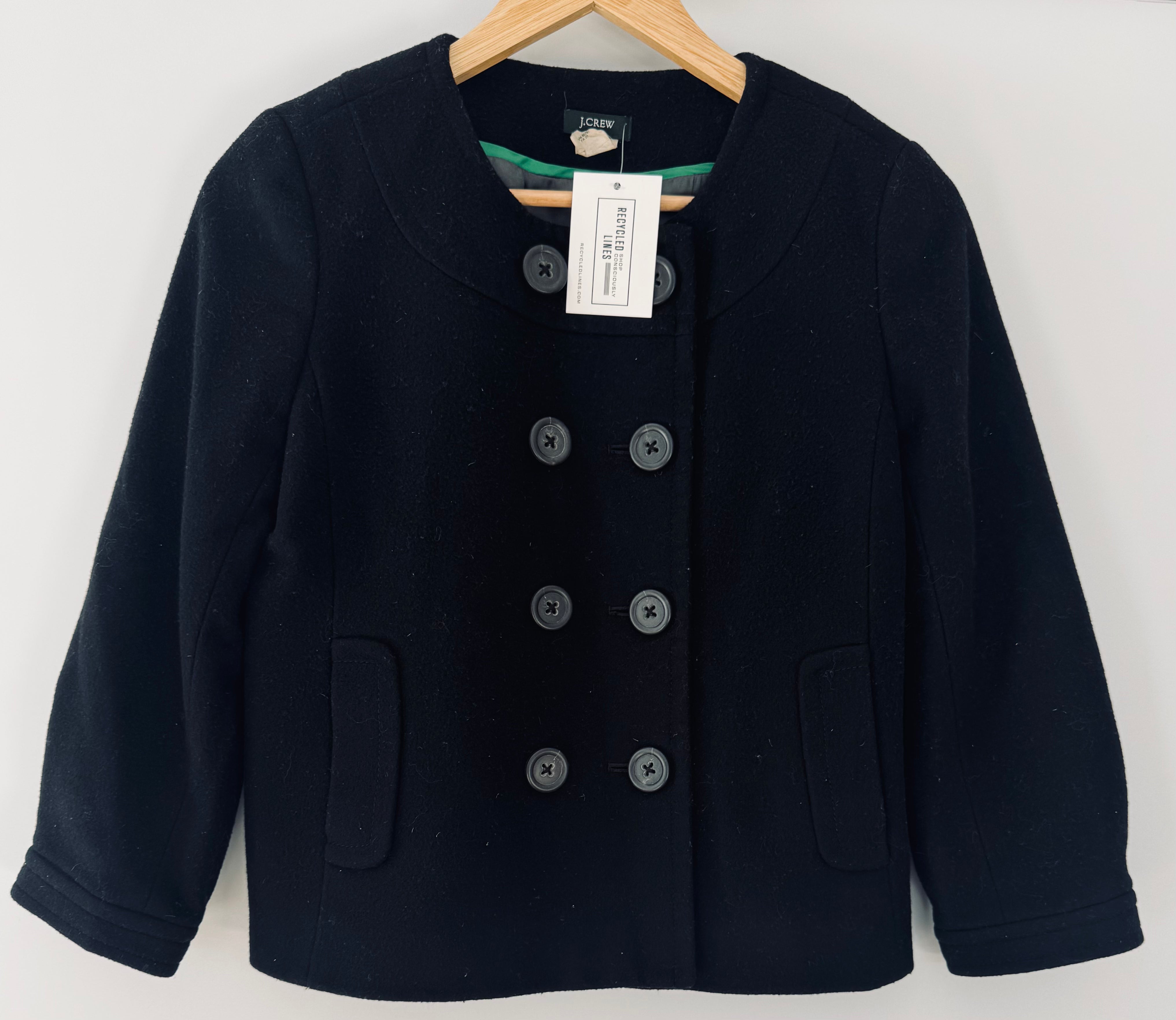 J.Crew Double Breasted Wool Blazer, Black Womens Size 4