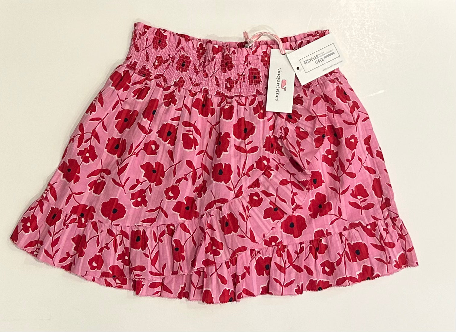 Vineyard Vines NWT Smocked Skirt, Pink/Red Girls Size M