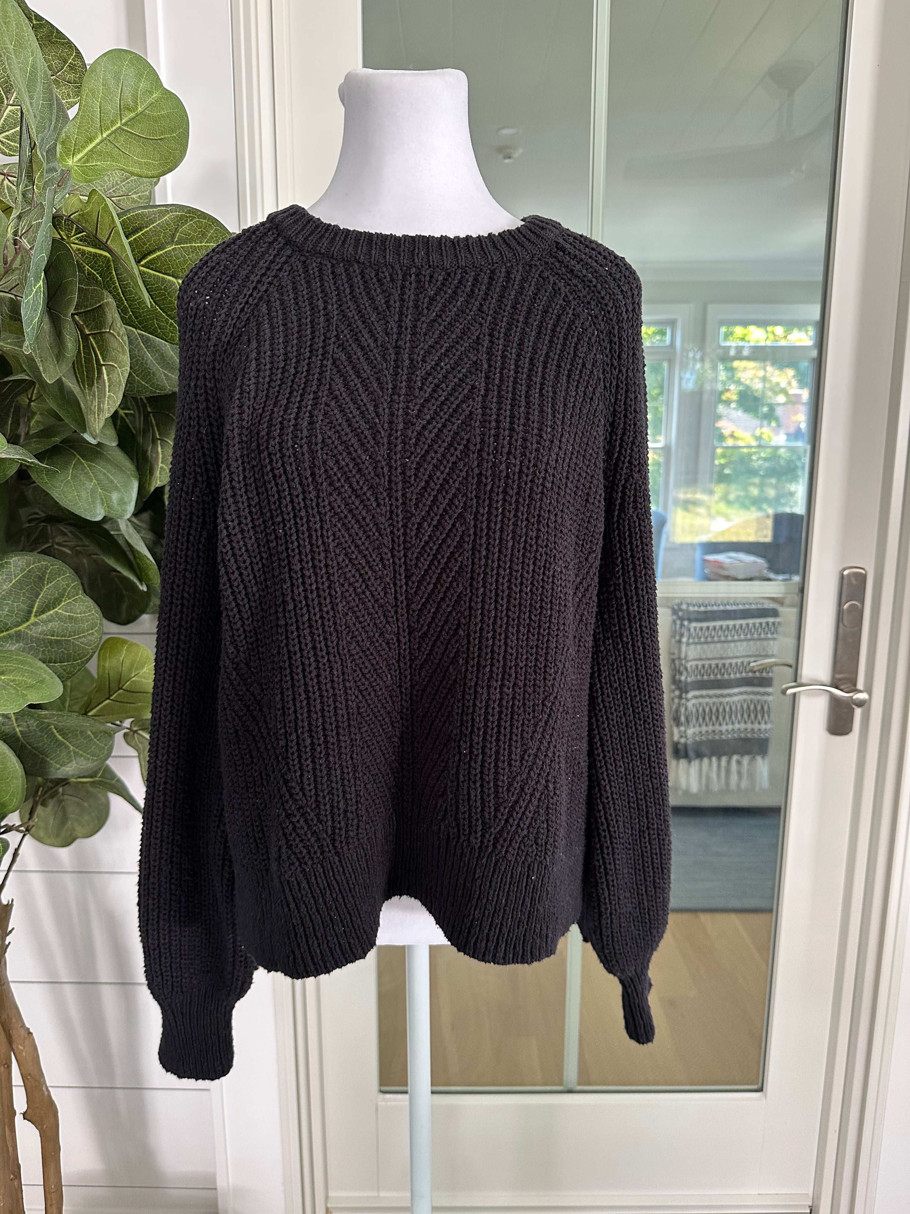 Madewell Cotton Sweater, Black Womens Size L