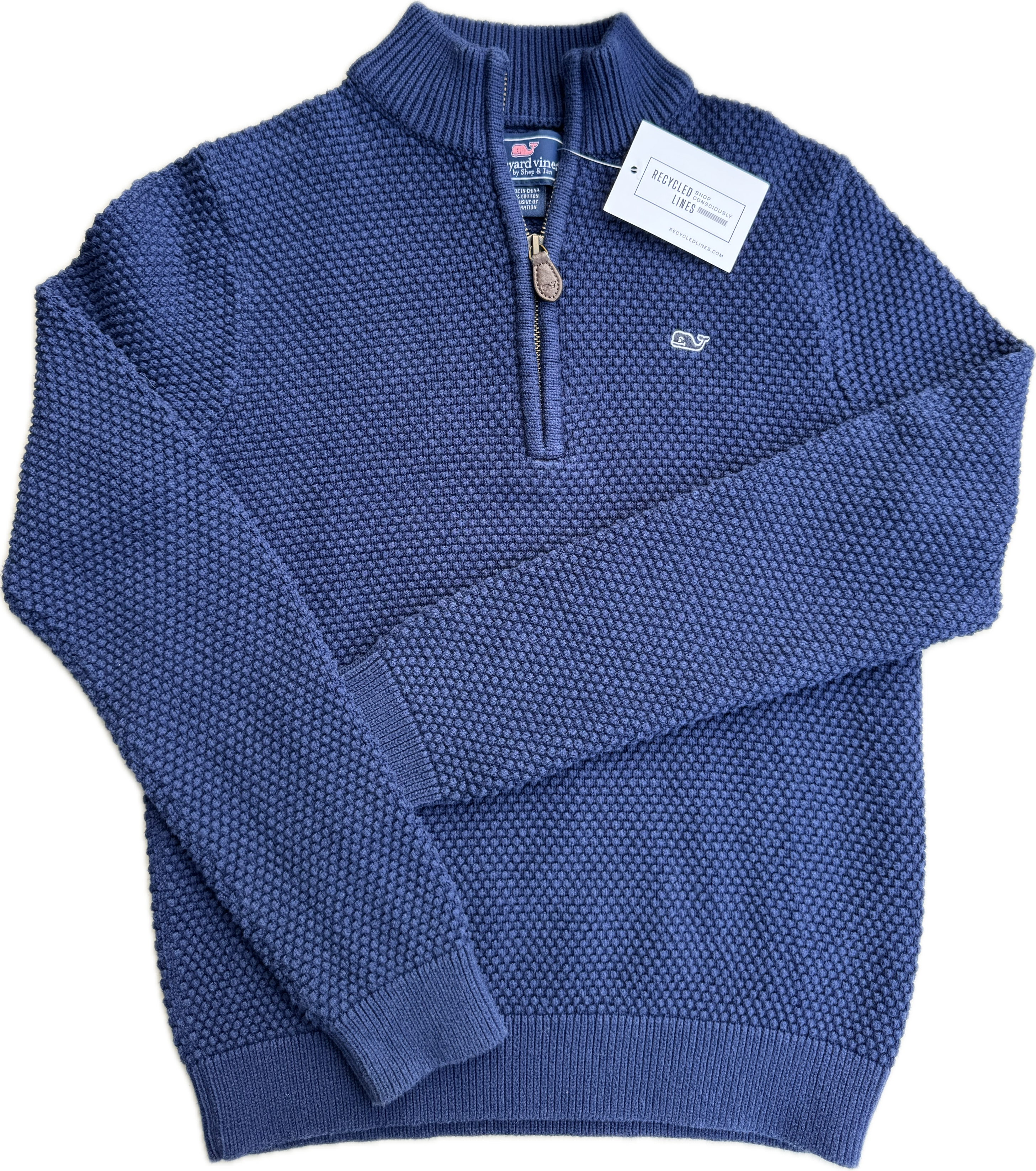 Vineyard Vines 1/4 Zip Sweater, Navy Boys Size M (12/14) in excellent condition — Recycled Lines, Fairfield CT | Premium Sustainable Consignment