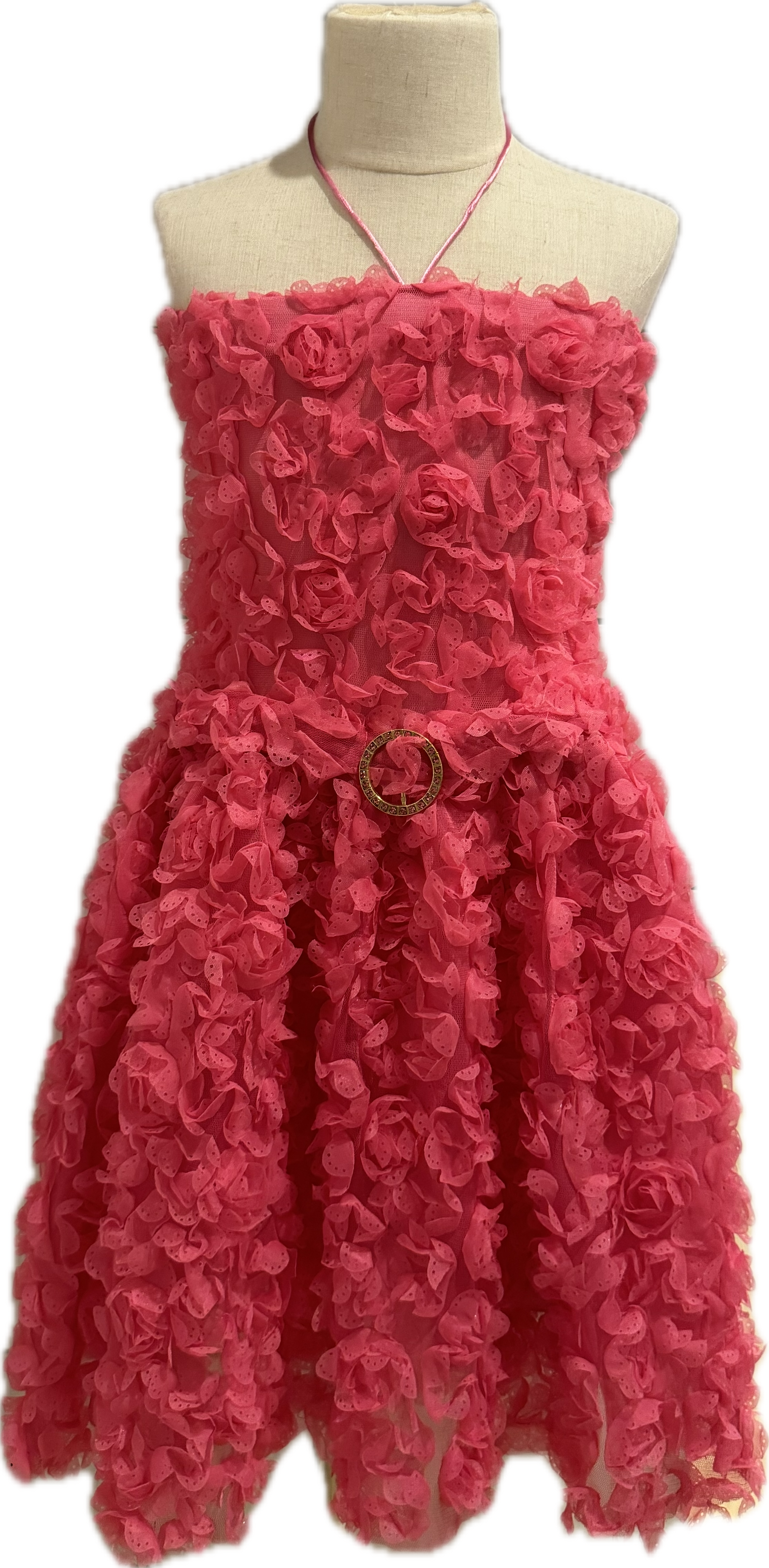 Les Tout Petits Flower Dress, Hot Pink Girls Size 10
