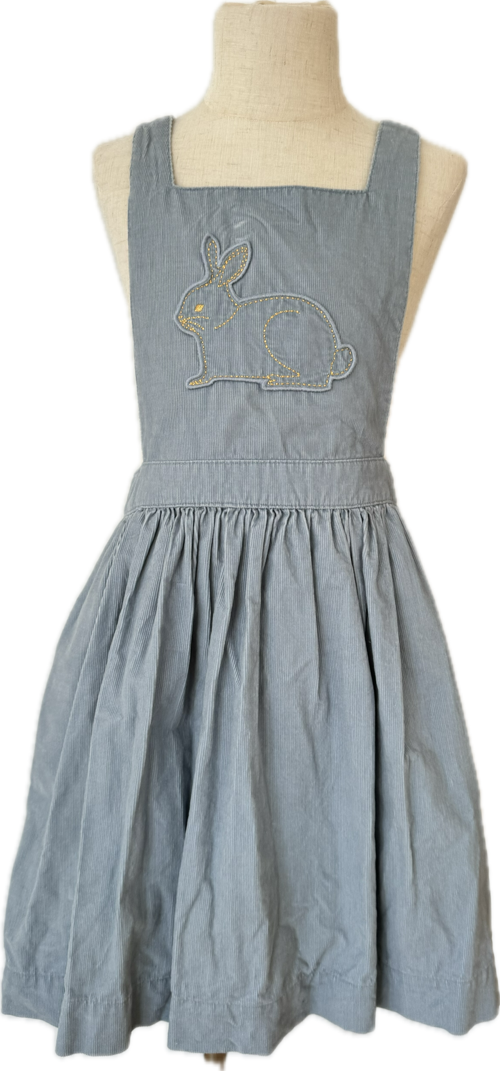 Mini Boden Overall Dress, Gray Bunny Girls Size 7-8