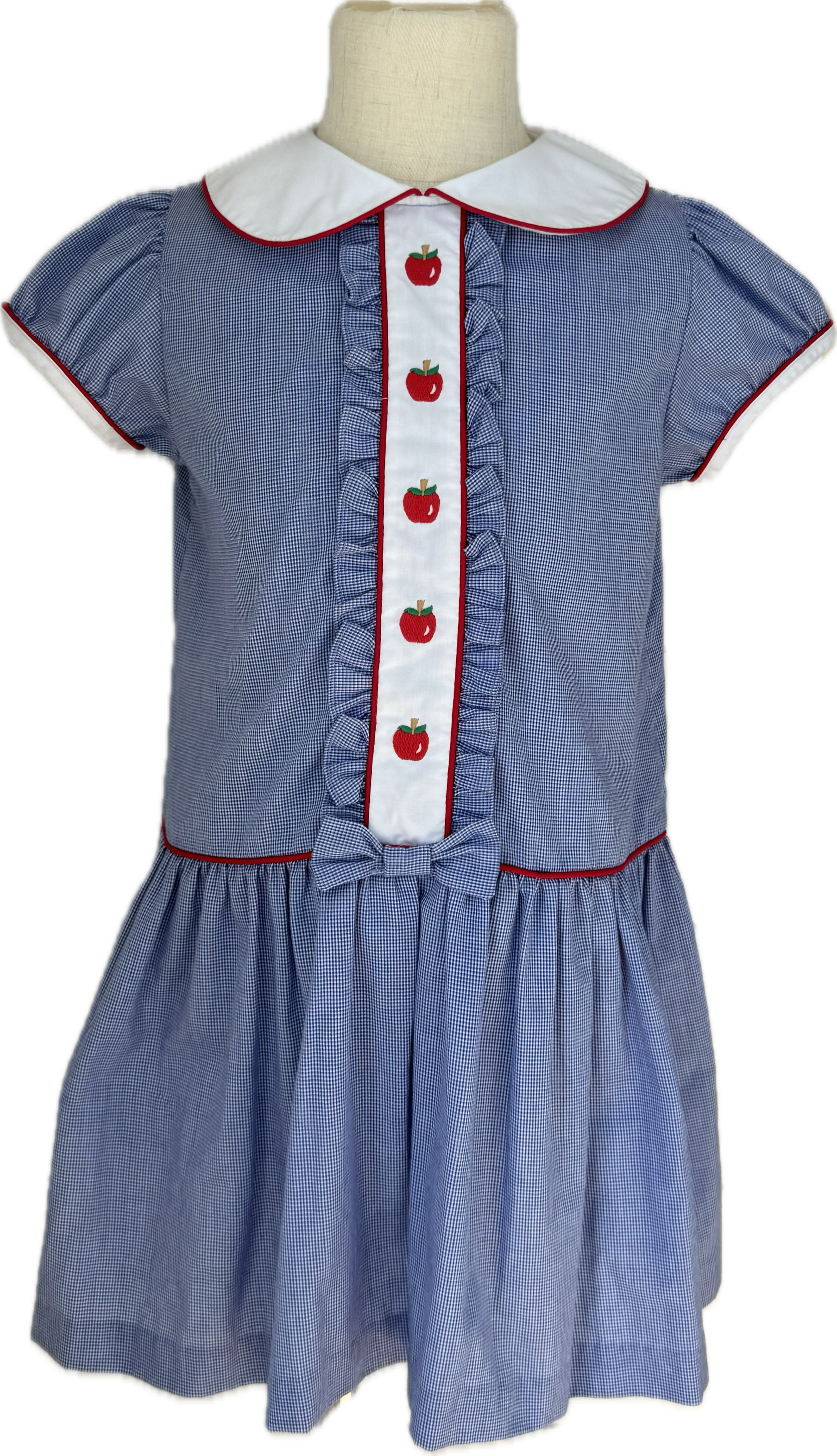 Little English Apple Dress, Blue Girls Size 6x