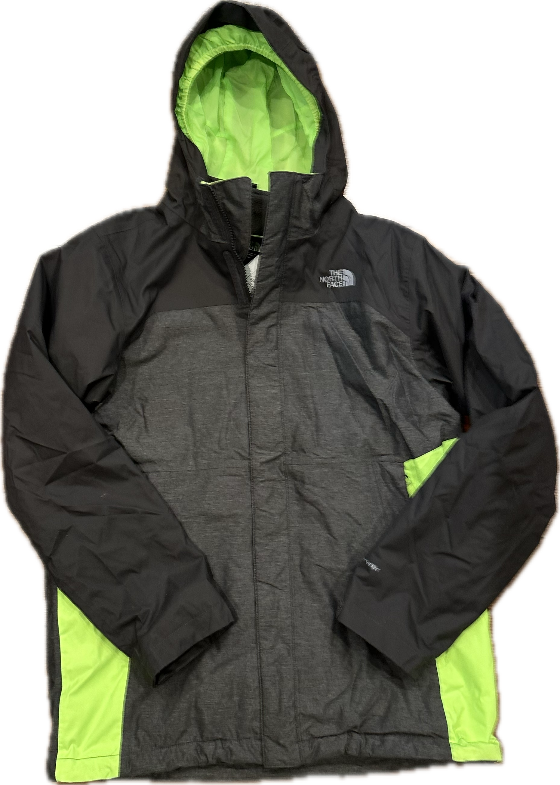 The North Face Ski Fleece Jacket Gray Lime Boys Size XL 18 20